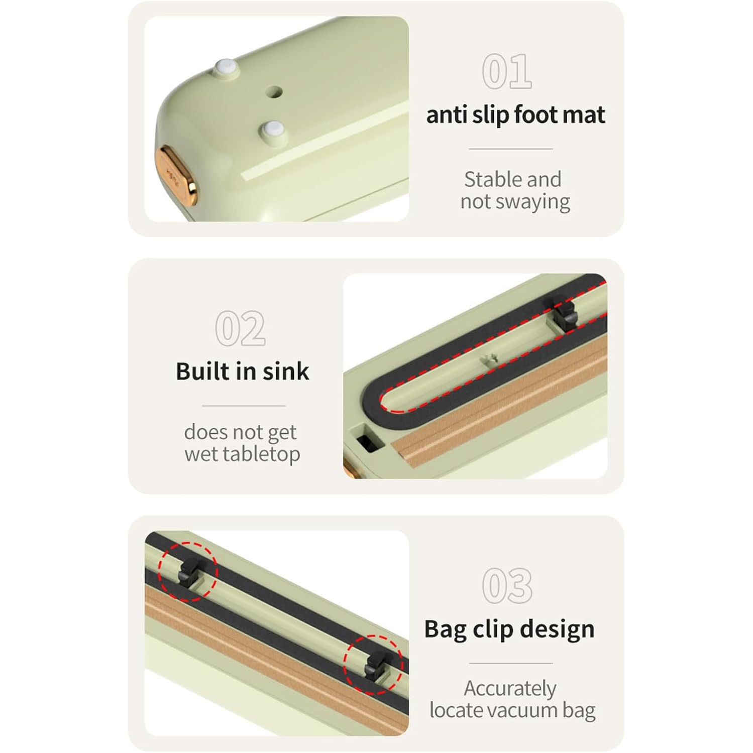 Food Vacuum Sealer Home Fresh Food Preservation Machine One-touch operation, 30cm wide seal, waterproof touch screen, compact design, suitable for