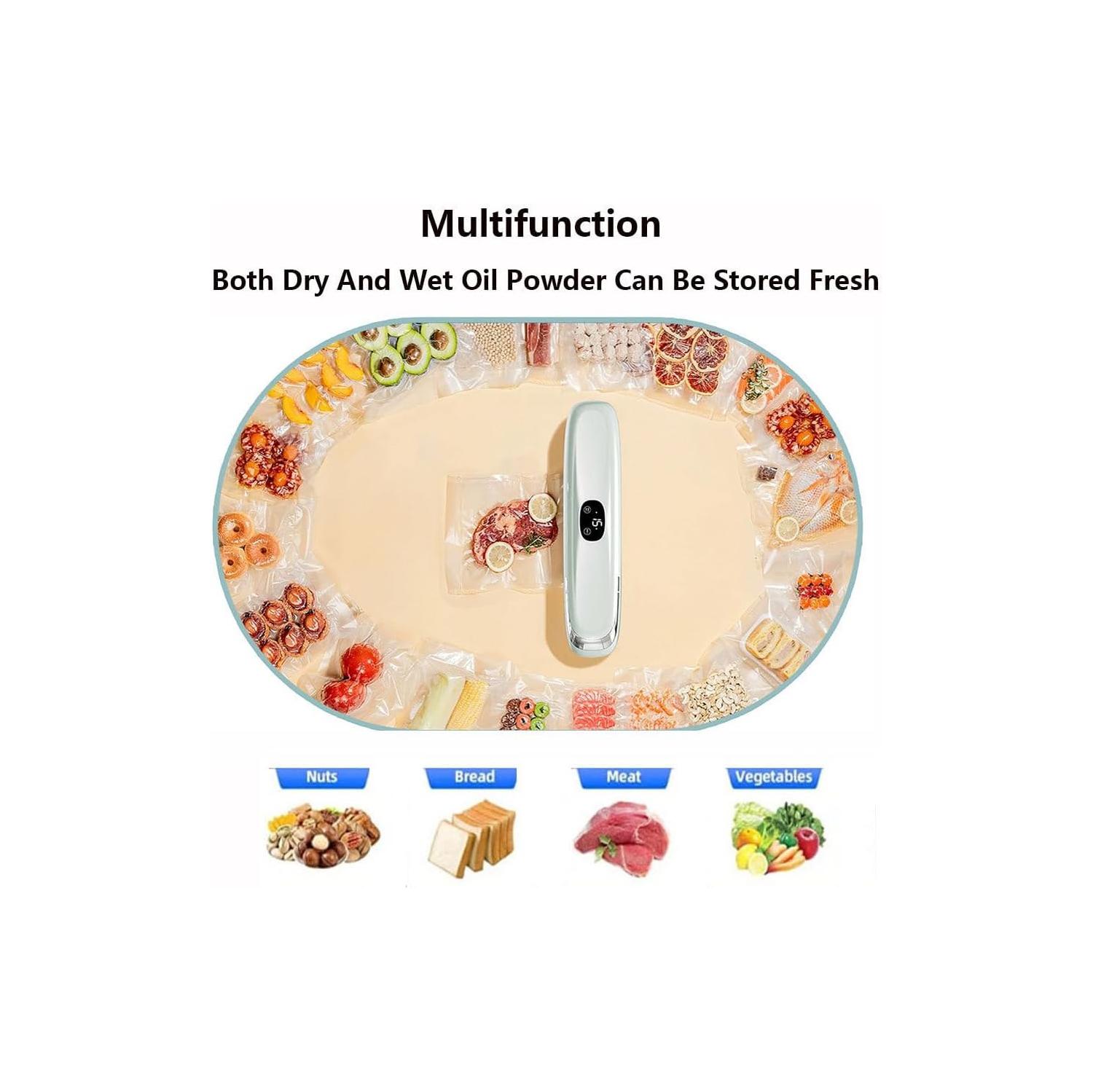 Scelleuse sous vide pour cuisine verte de Mountain Mist – Garde la nourriture fraîche 6 fois plus longtemps, Plusieurs sacs scellés, compacts et