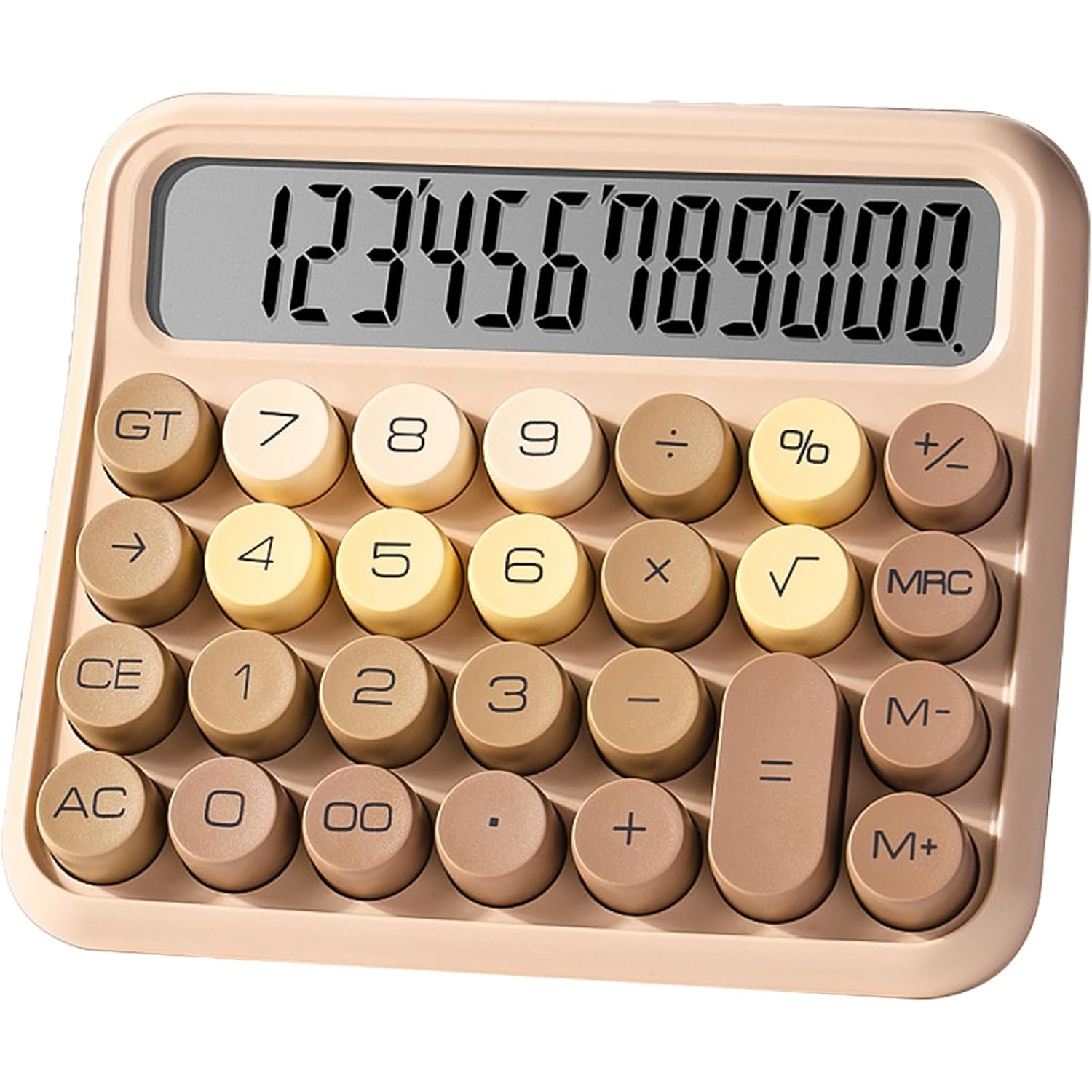 Calculatrice mécanique rose, très grand écran LCD à 12 chiffres et gros boutons, calculatrice standard de base pour ordinateur de bureau pour