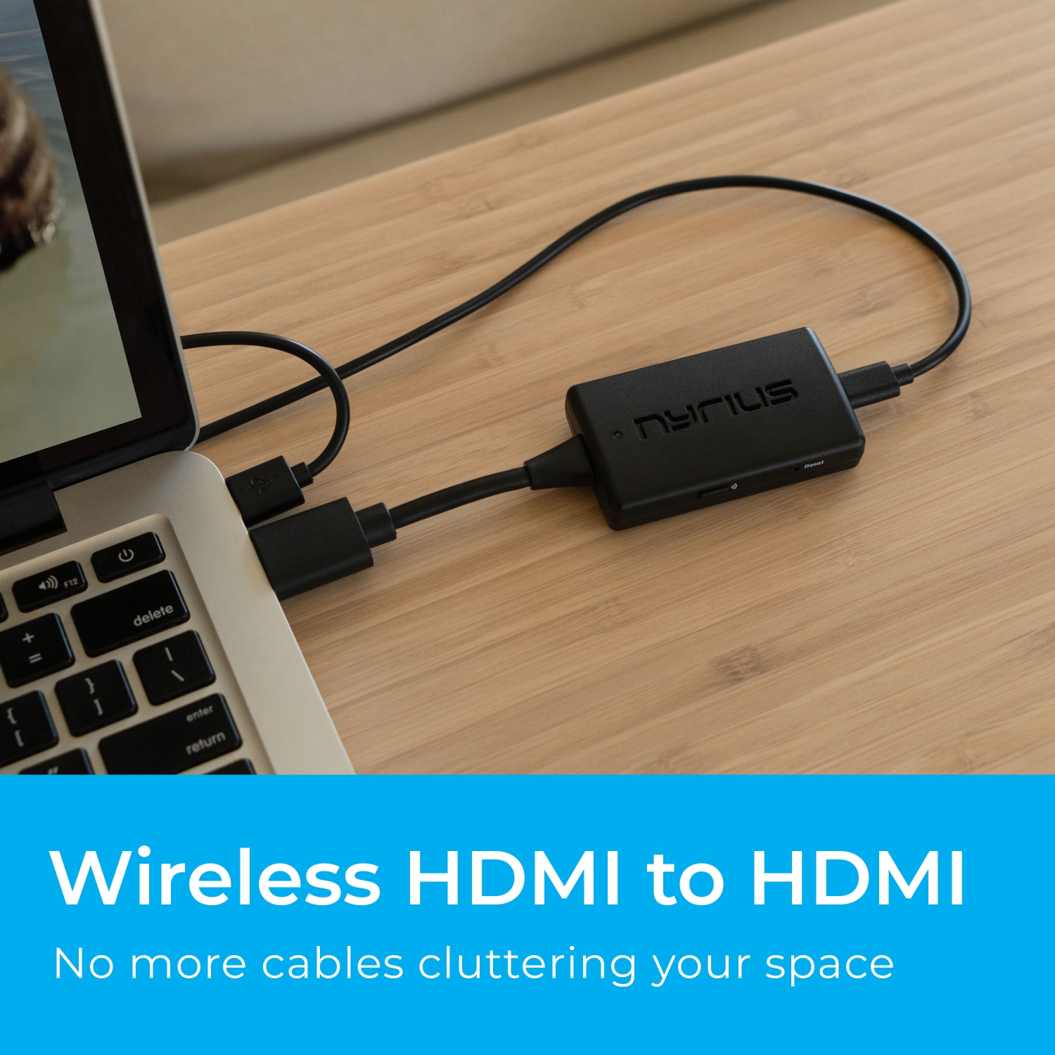 Nyrius Wireless HDMI Video Transmitter & Receiver, Plug & Play Extender, Stream 1080p up to 150ft to a TV or Projector