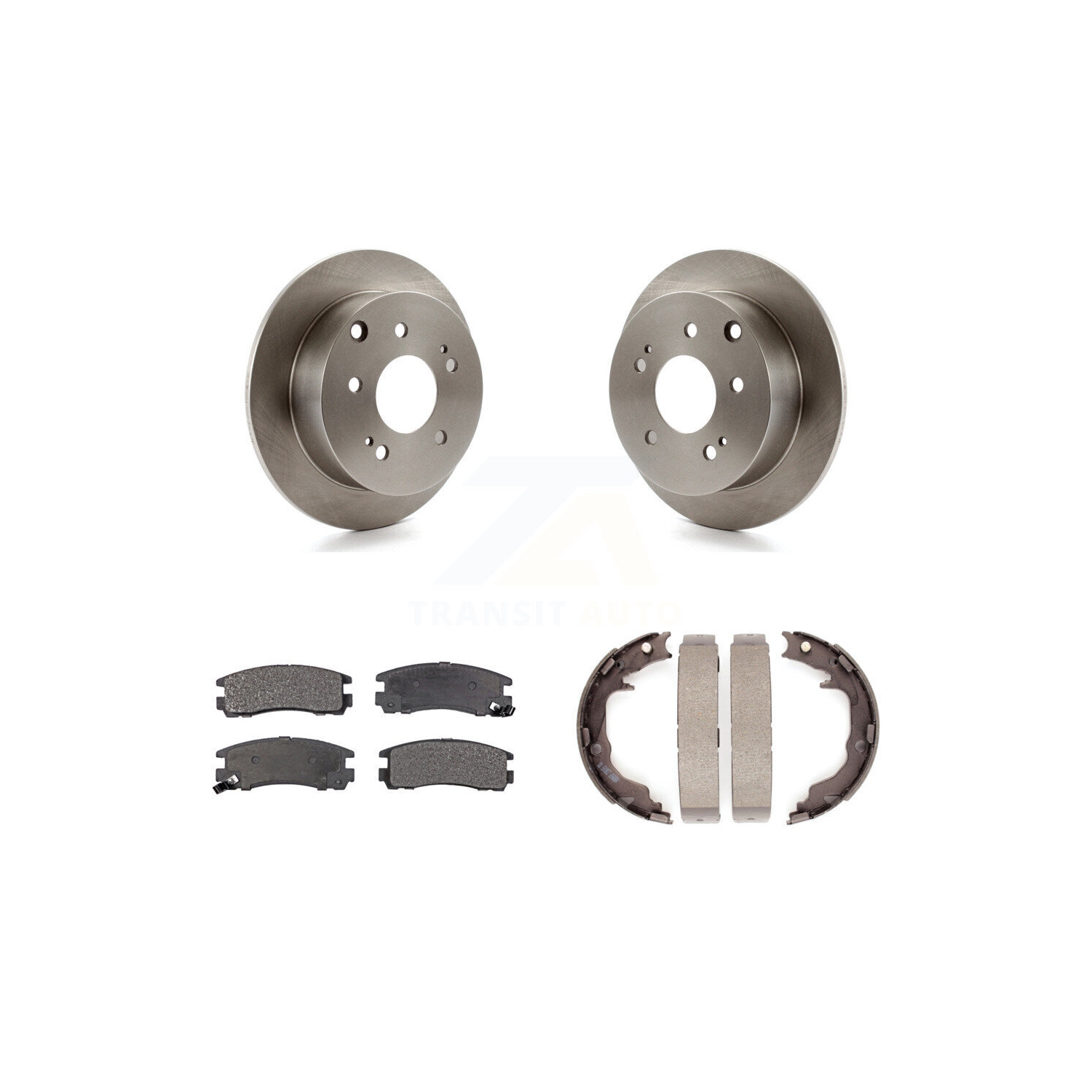 Rear Disc Rotors Ceramic Pads And Parking Brake Shoes Kit For Mitsubishi Eclipse Galant K8T-105639