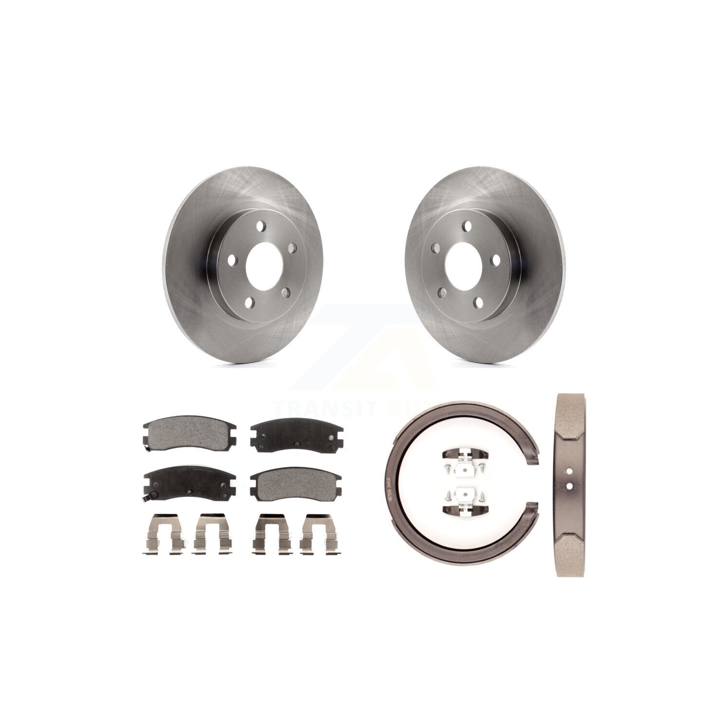 Rear Disc Rotors Ceramic Pads & Parking Shoes Kit For Cadillac DeVille With 5 Lug Wheels K8T-105585