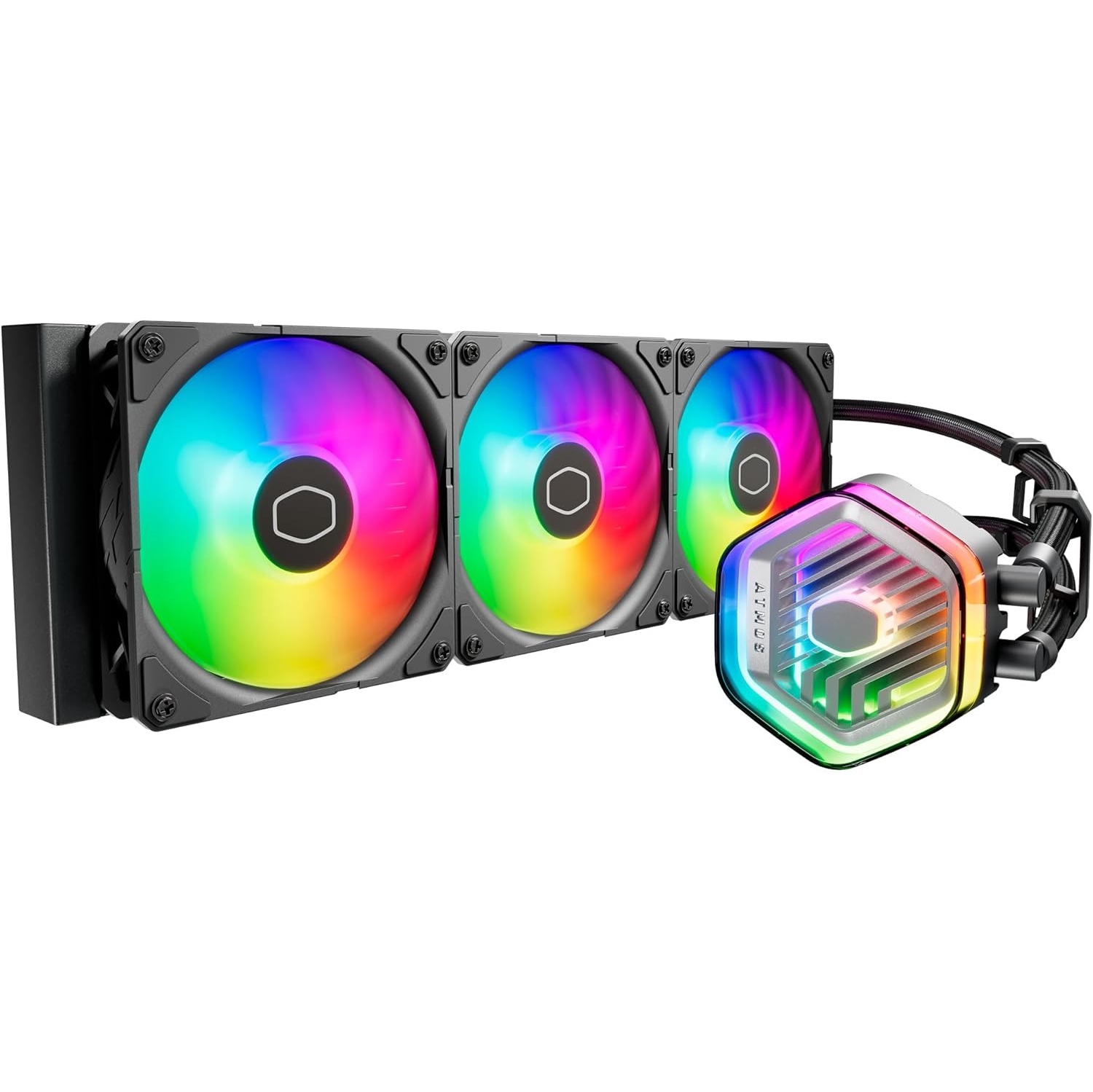 Remis à neuf - Refroidisseur liquide noir pour processeur MasterLiquid Atmos 360 de Cooler Master - Système de refroidissement à l'eau tout-en-un,