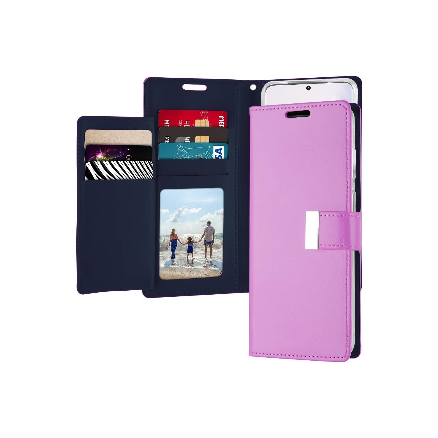 TopSave Goospery Rich Diary [ID/Card & Cash Slots] Premium PU Leather Wallet Case [Magnetic Closure] Folio Wallet Flip For iPhone 16e(6.1"), Purple