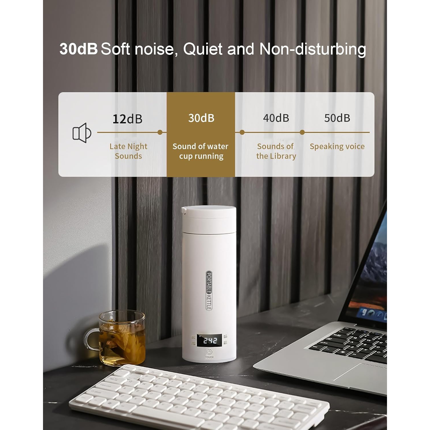 Bouilloire électrique de voyage de VICBINLY – Bouilloire portative 450&nbsp;ml avec contrôle de la température, arrêt automatique et chauffe-eau