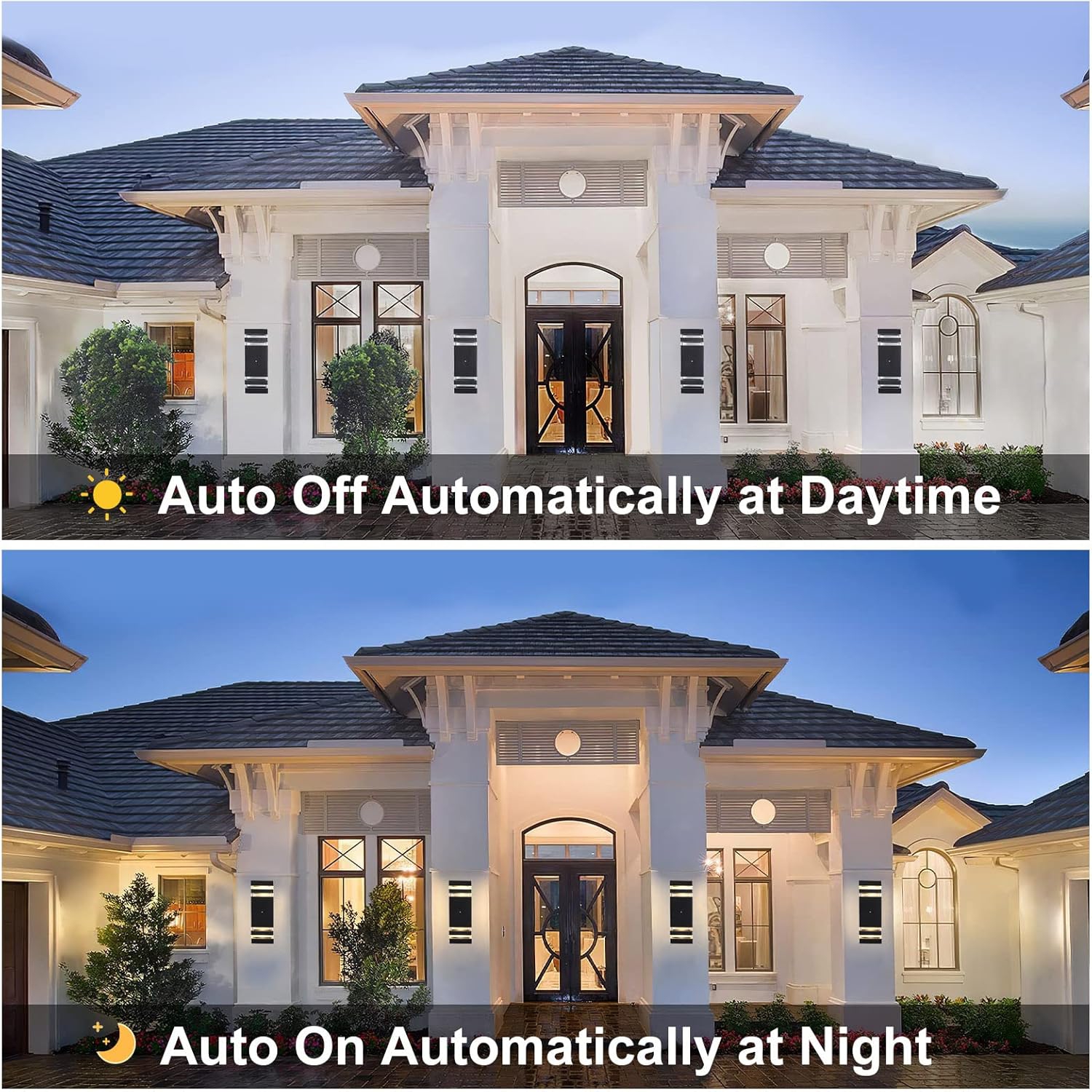 Éclairage d'extérieur DEL Dusk to Dawn, paquet de 2, luminaire extérieur blanc chaud 3000 K, capteur en aluminium, éclairage extérieur étanche pour