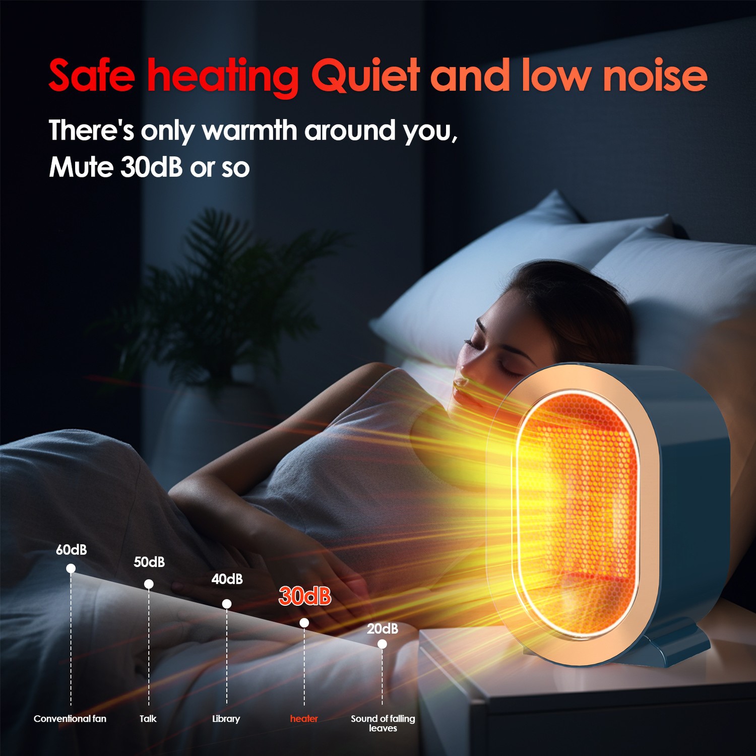 Intelligent Space Heater Electric Fireplace, 1200W Portable Low Decibel Noise Warmer, Fast And Quiet Heating For Indoor Use(Blue)