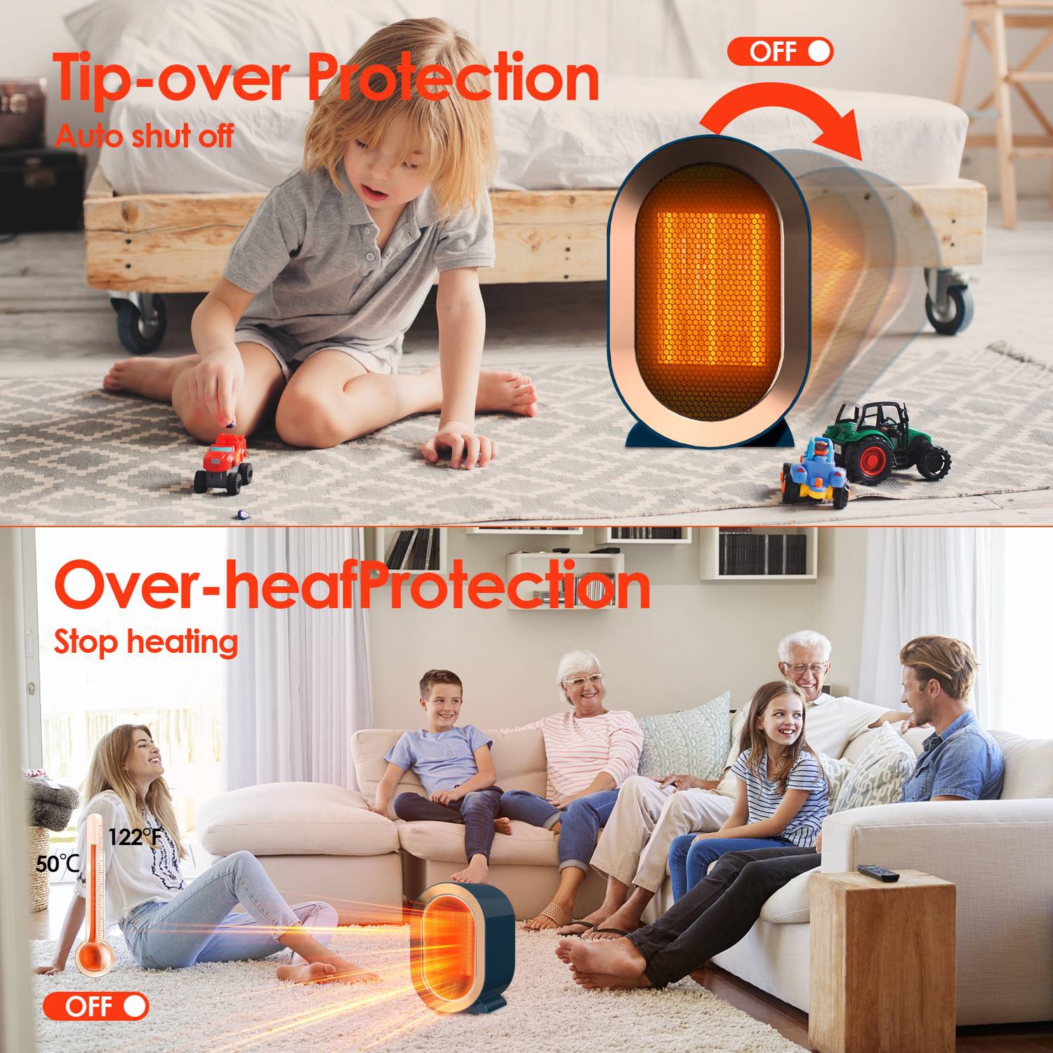 Intelligent Space Heater Electric Fireplace, 1200W Portable Low Decibel Noise Warmer, Fast And Quiet Heating For Indoor Use(Blue)