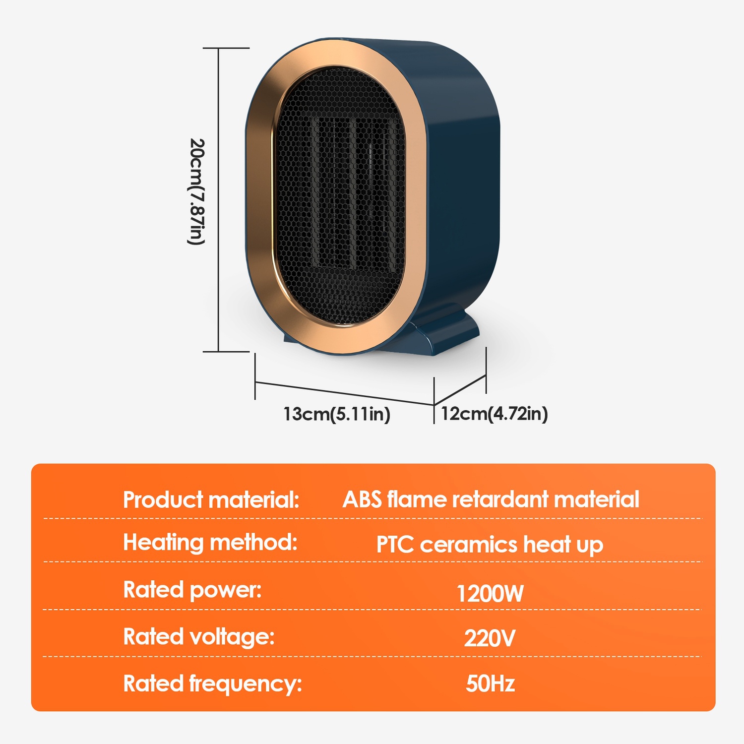 Intelligent Space Heater Electric Fireplace, 1200W Portable Low Decibel Noise Warmer, Fast And Quiet Heating For Indoor Use(Blue)