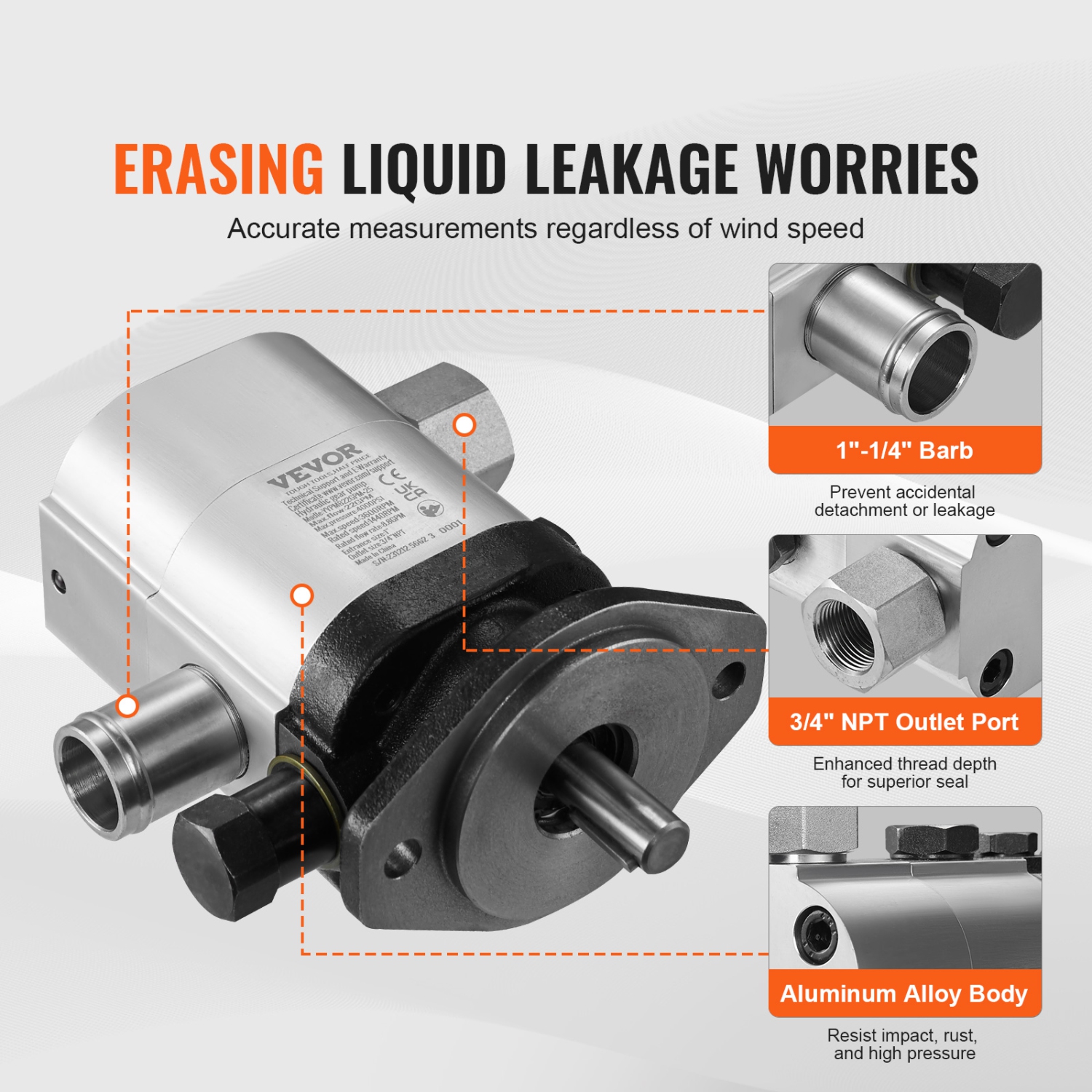 VEVOR 22GPM Hydraulic Wood Log Splitter Pump Kit, 2 Stage 4000PSI Aluminum Hydraulic Gear Pump, with Valve Coupling Installation Base 3/4'' NPT