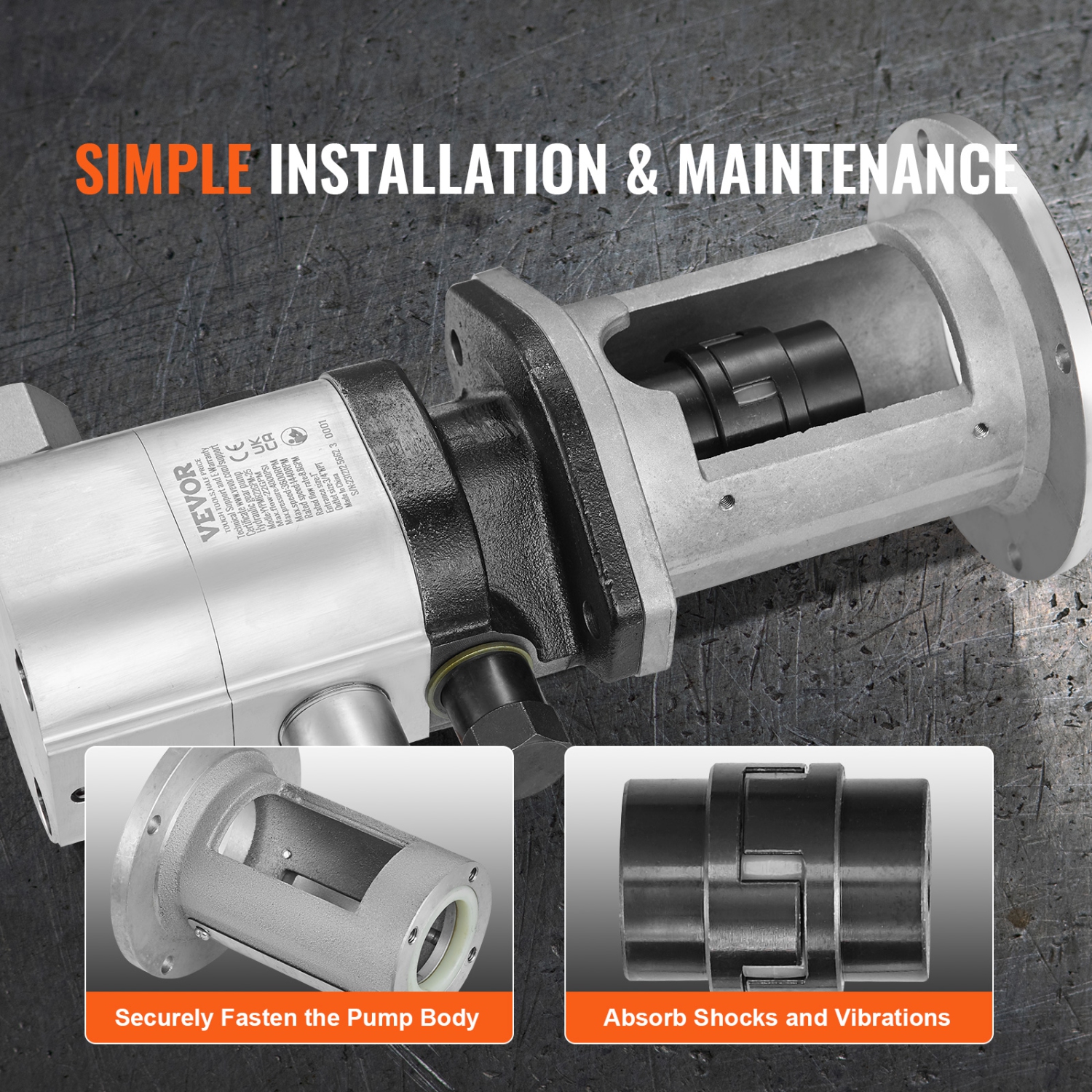 VEVOR 22GPM Hydraulic Wood Log Splitter Pump Kit, 2 Stage 4000PSI Aluminum Hydraulic Gear Pump, with Valve Coupling Installation Base 3/4'' NPT