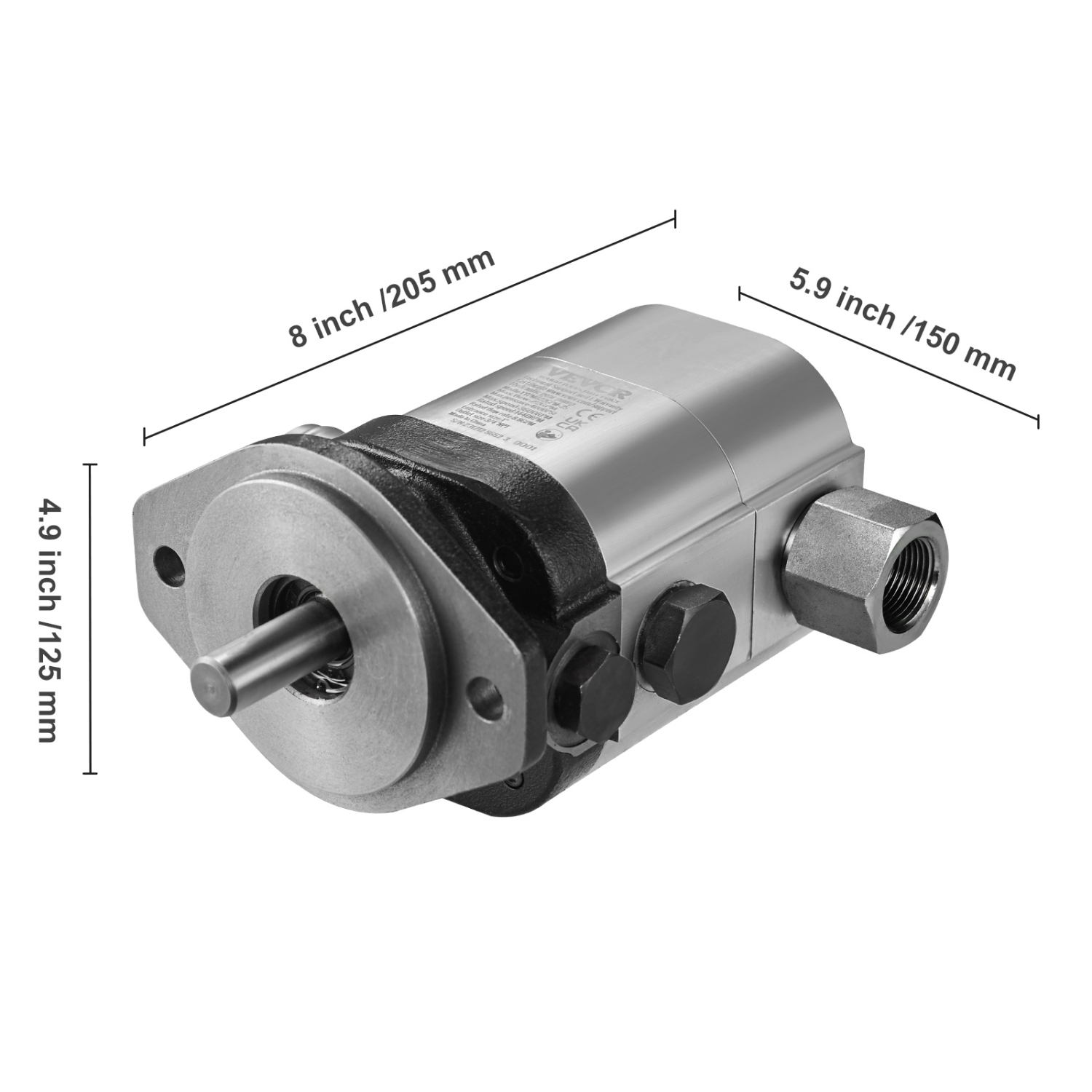 VEVOR 22GPM Hydraulic Wood Log Splitter Pump Kit, 2 Stage 4000PSI Aluminum Hydraulic Gear Pump, with Valve Coupling Installation Base 3/4'' NPT