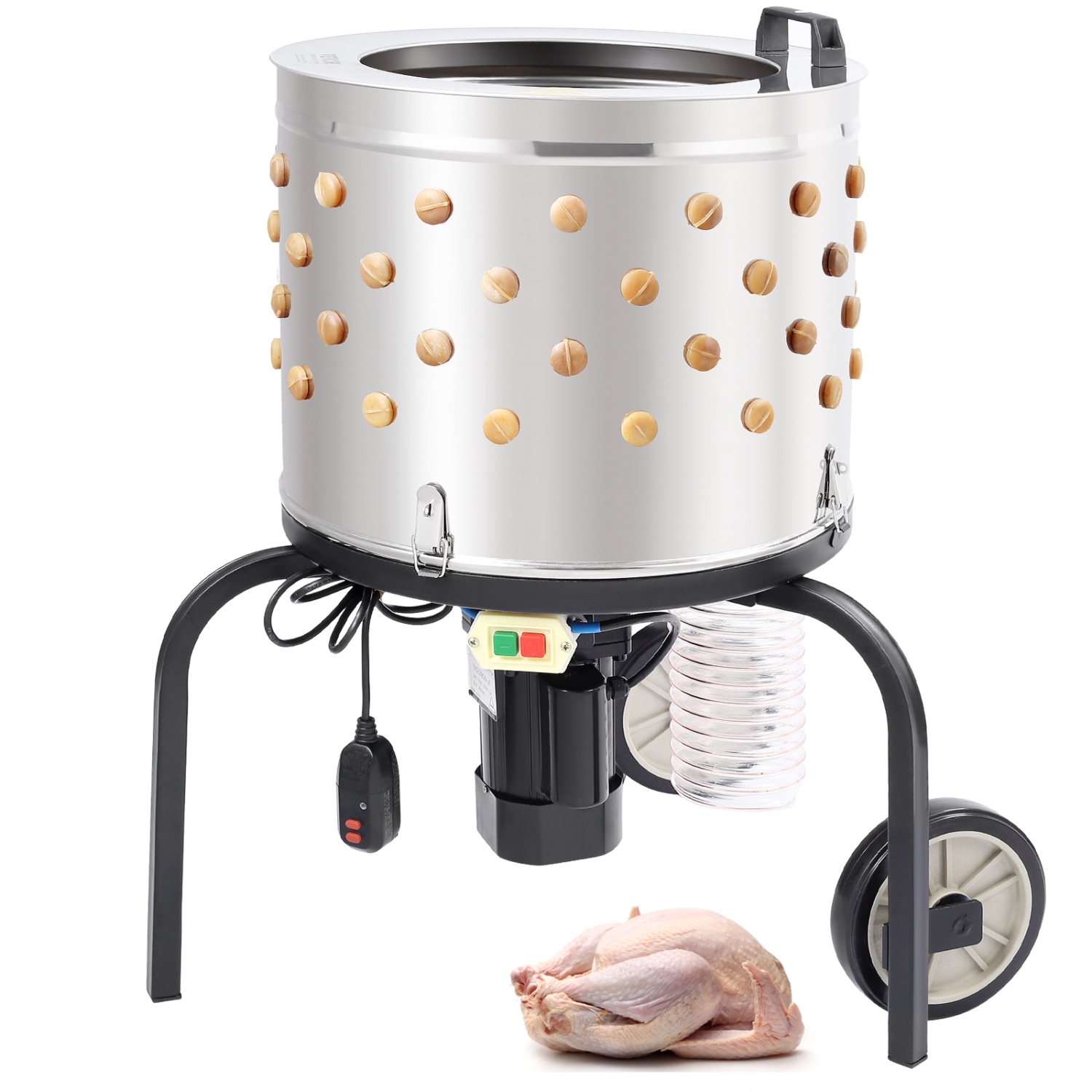 VEVOR 500W Chicken Plucker Machine, Feather Plucker with 20-inch Stainless Steel Drum, Defeathering Equipment with 108 Soft Fingers, Simple Debris