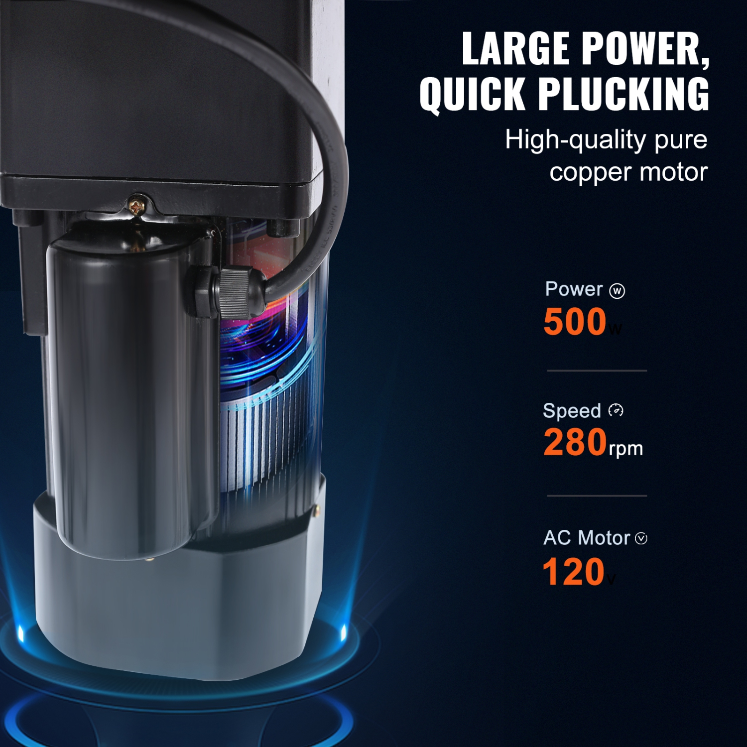 VEVOR 500W Chicken Plucker Machine, Feather Plucker with 20-inch Stainless Steel Drum, Defeathering Equipment with 108 Soft Fingers, Simple Debris