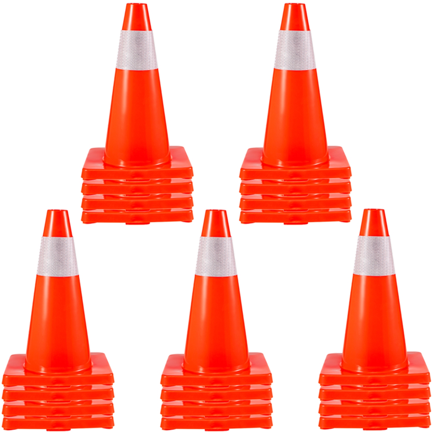 VEVOR 20Pack 18" Traffic Cones, Safety Road Parking Cones PVC Base, Orange Traffic Cone with Reflective Collars, Hazard Construction Cones for Home