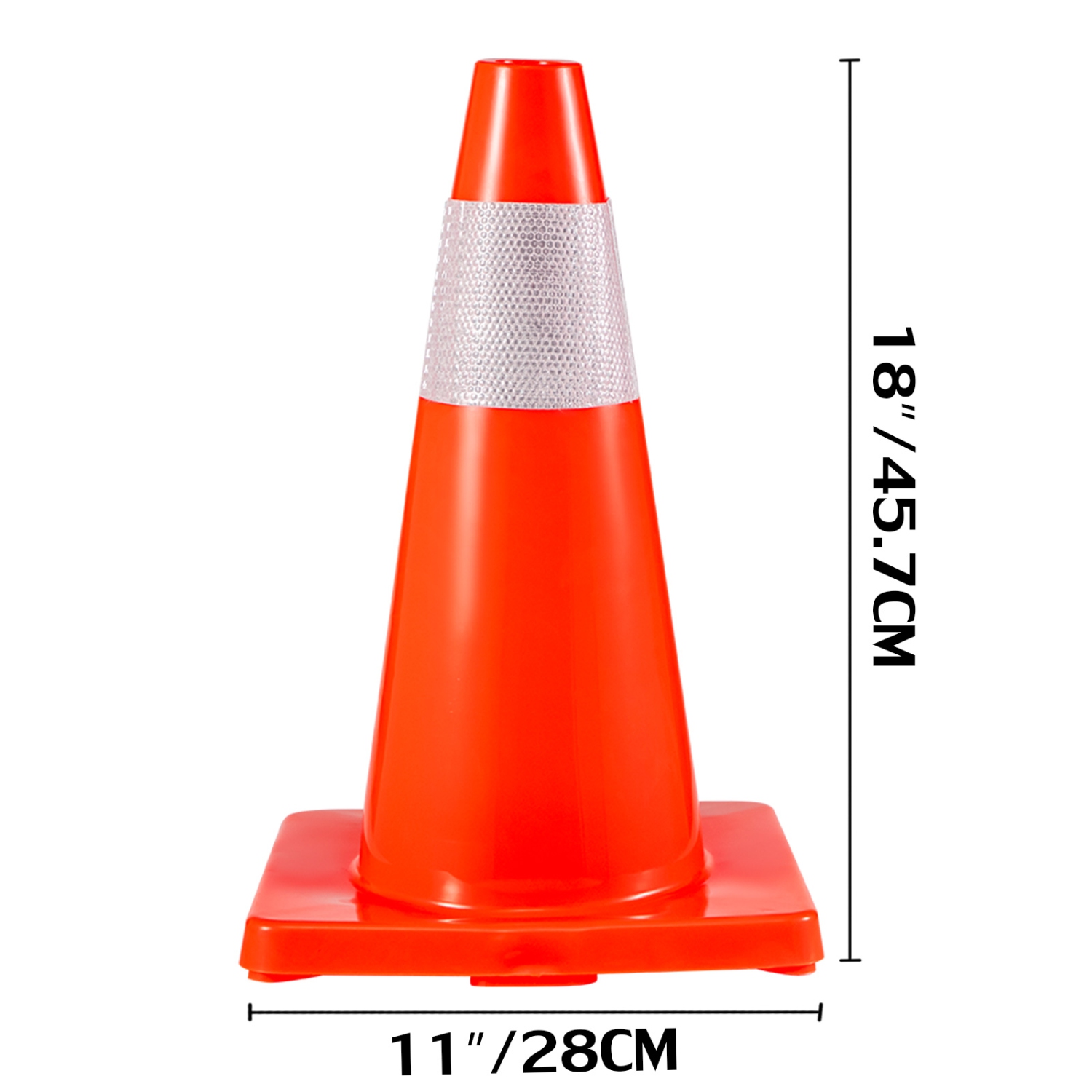 VEVOR 20Pack 18" Traffic Cones, Safety Road Parking Cones PVC Base, Orange Traffic Cone with Reflective Collars, Hazard Construction Cones for Home