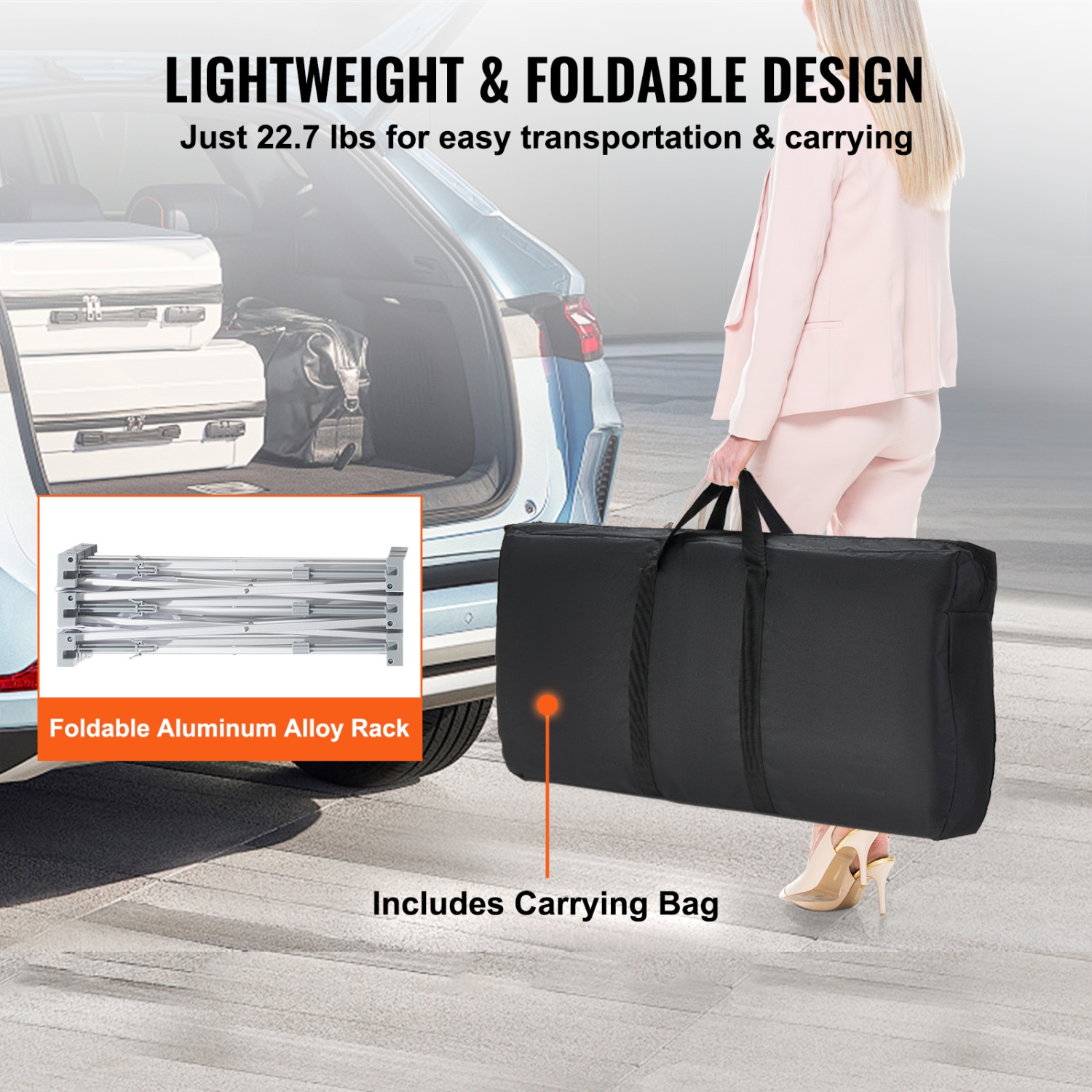 Table de podium VEVOR de 51,18" x 18,31" x 37,4", stand de comptoir d'exposition avec mur, podium de table escamotable promotionnel avec support de