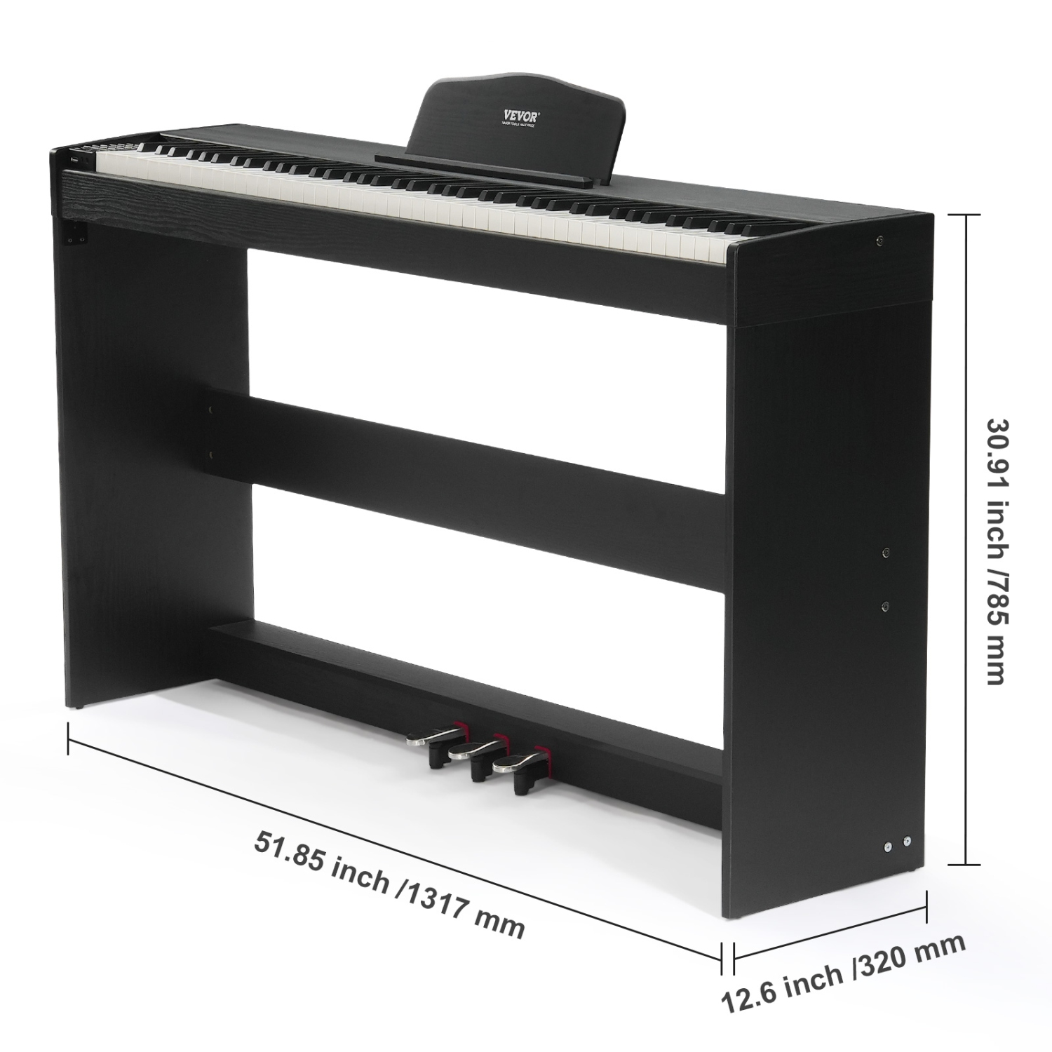 VEVOR 88 Key Weighted Digital Piano,Fully Weighted Keys,Electric Piano Dual Keyboard & Speakers Simple Cabinet Bracket with Headphone 200 Tones &