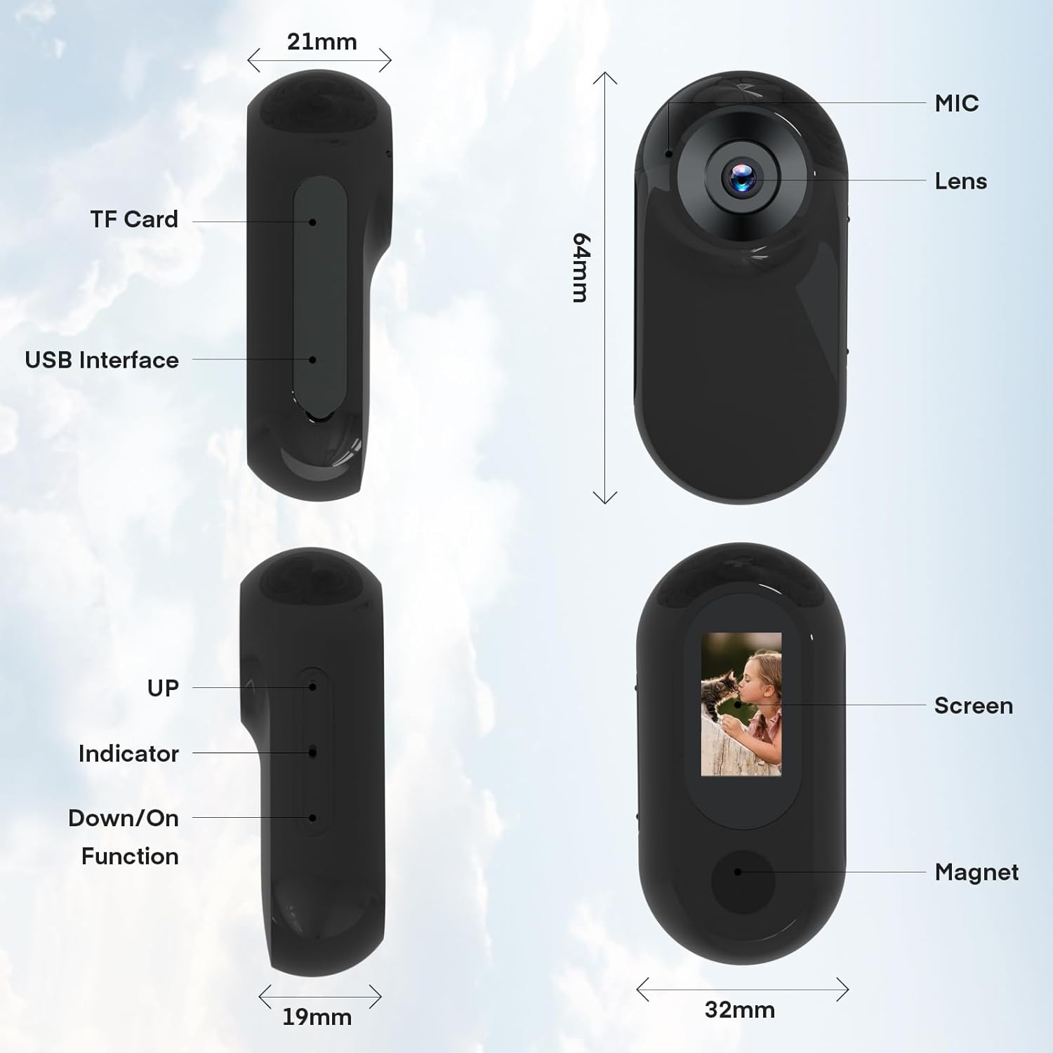 Cat Camera Collar,HD Wireless Dog Collar Camera 32GB,Sports Action Camera Cat Collar Camera for Pets Video Record