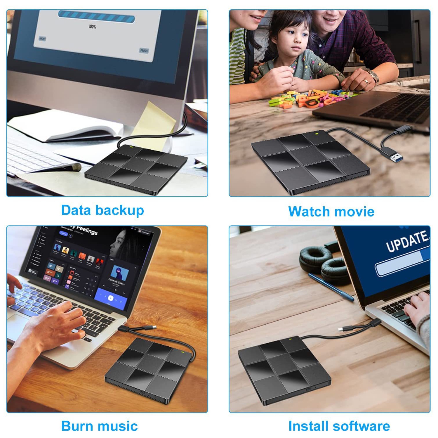External Optical Drive USB Computer DVD Player Laptop External Burner