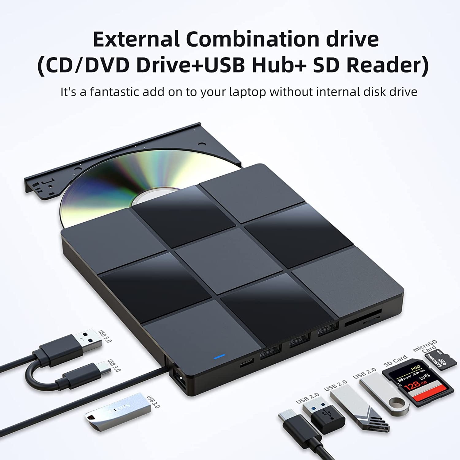 External Optical Drive USB Computer DVD Player Laptop External Burner