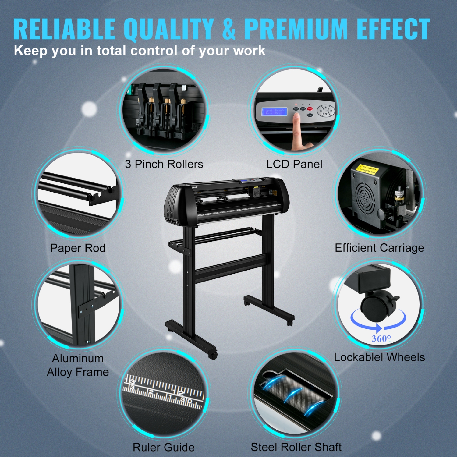 VEVOR 28in Vinyl Cutter Machine, Offline Bluetooth Cutting Plotter Machine, 400in/10m Steel Roller Shaft Adjustable Speed Force, SignMaster Software