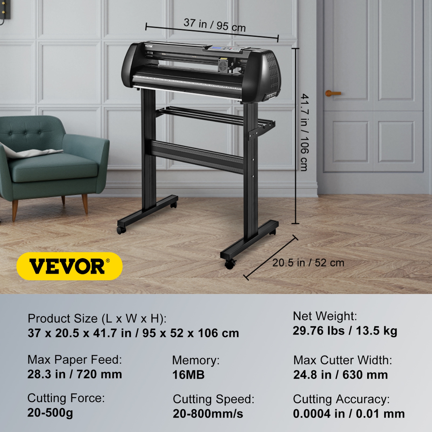 VEVOR 28in Vinyl Cutter Machine, Offline Bluetooth Cutting Plotter Machine, 400in/10m Steel Roller Shaft Adjustable Speed Force, SignMaster Software