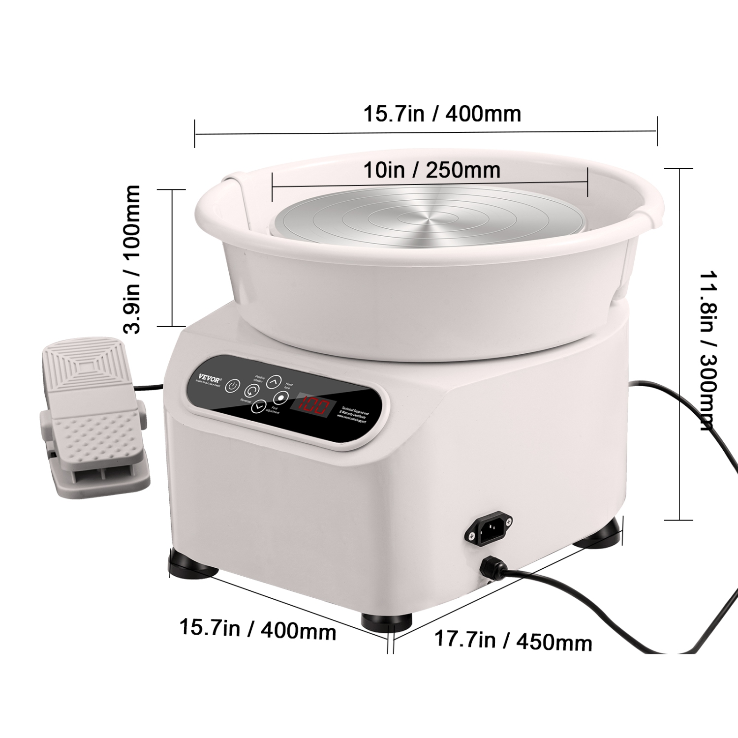 VEVOR 10 inch Pottery Wheel, Direct Drive Ceramic Wheel with Shaping Tools, Pottery Forming Machine, 350W Electric Wheel for Pottery with Foot Pedal