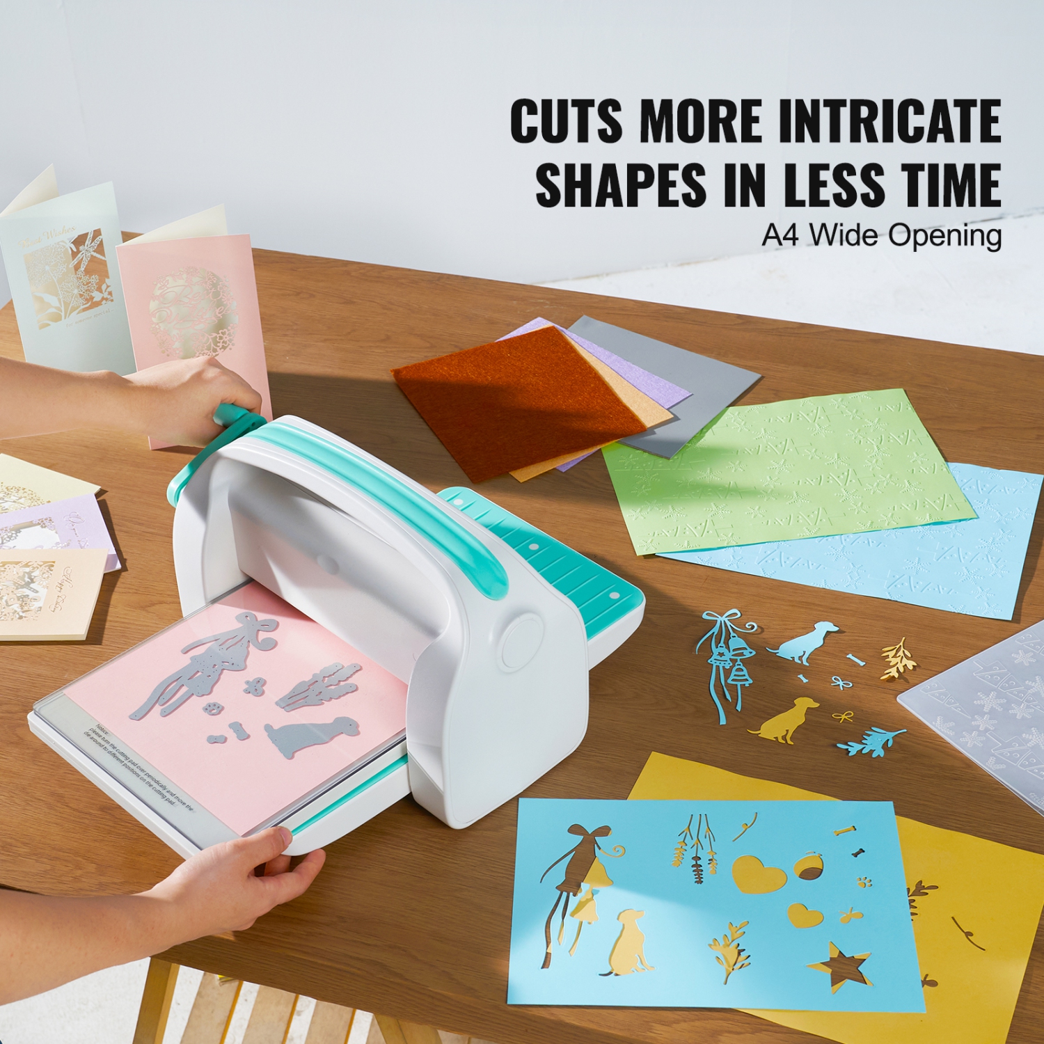 VEVOR Manual Die Cutting & Embossing Machine, Portable Cut Machines, 9 inch Opening Scrapbooking Machine Full Kit Included, For Arts & Crafts,