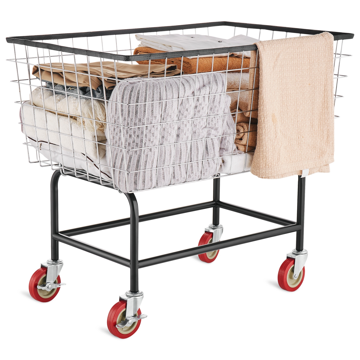 VEVOR 35''x15.7''x22'' Wire Laundry Cart, 4.5 Bushel Wire Laundry Basket with Wheels, Commercial Wire Laundry Basket Cart, Steel Frame with Chrome