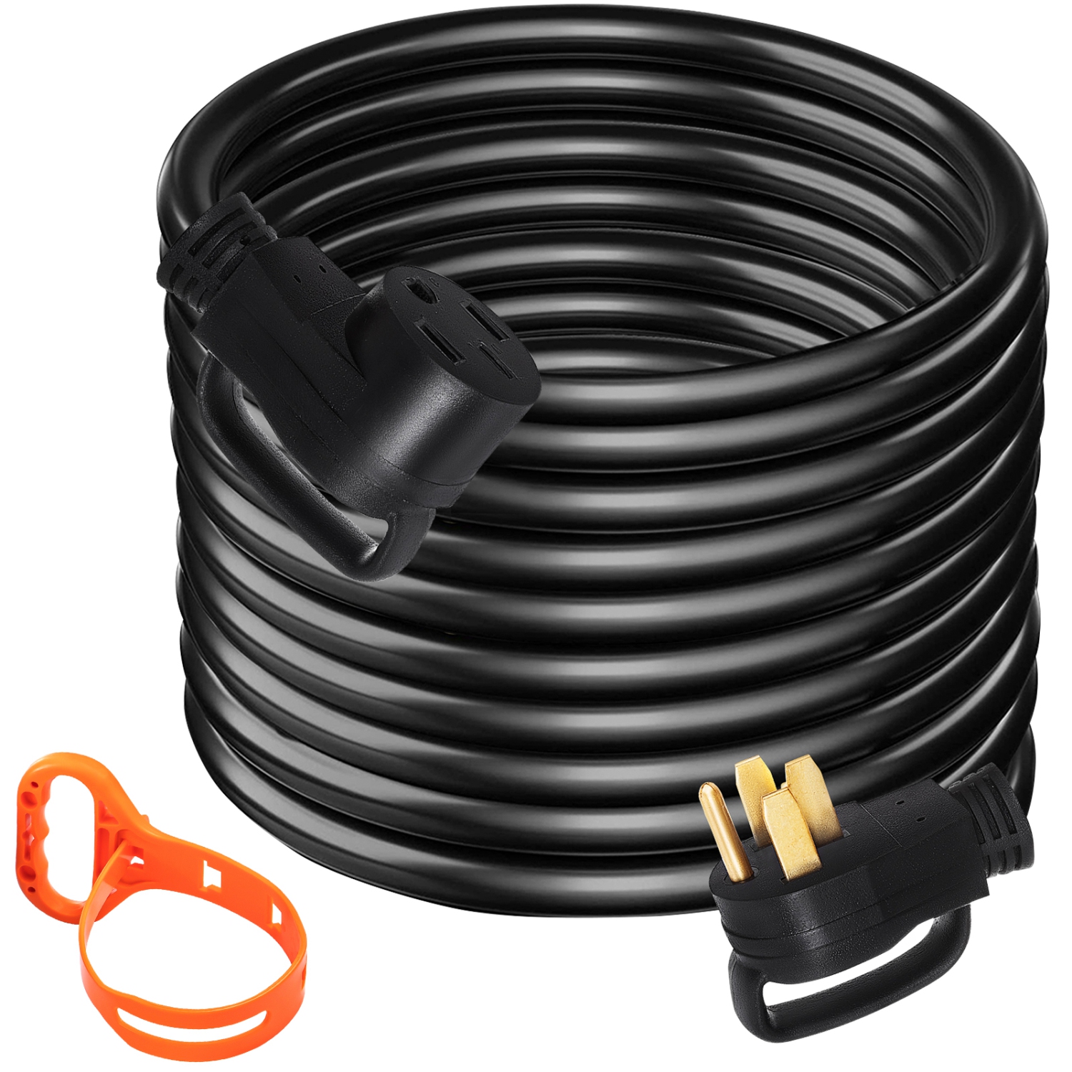 VEVOR 25Ft 50 Amp RV Extension Cord Durable Premium Power Cord RV 26.5mm Wire Diameter Extension Cord Copper Wire RV Cord Power Supply Cable for Trailer Motorhome with Handles