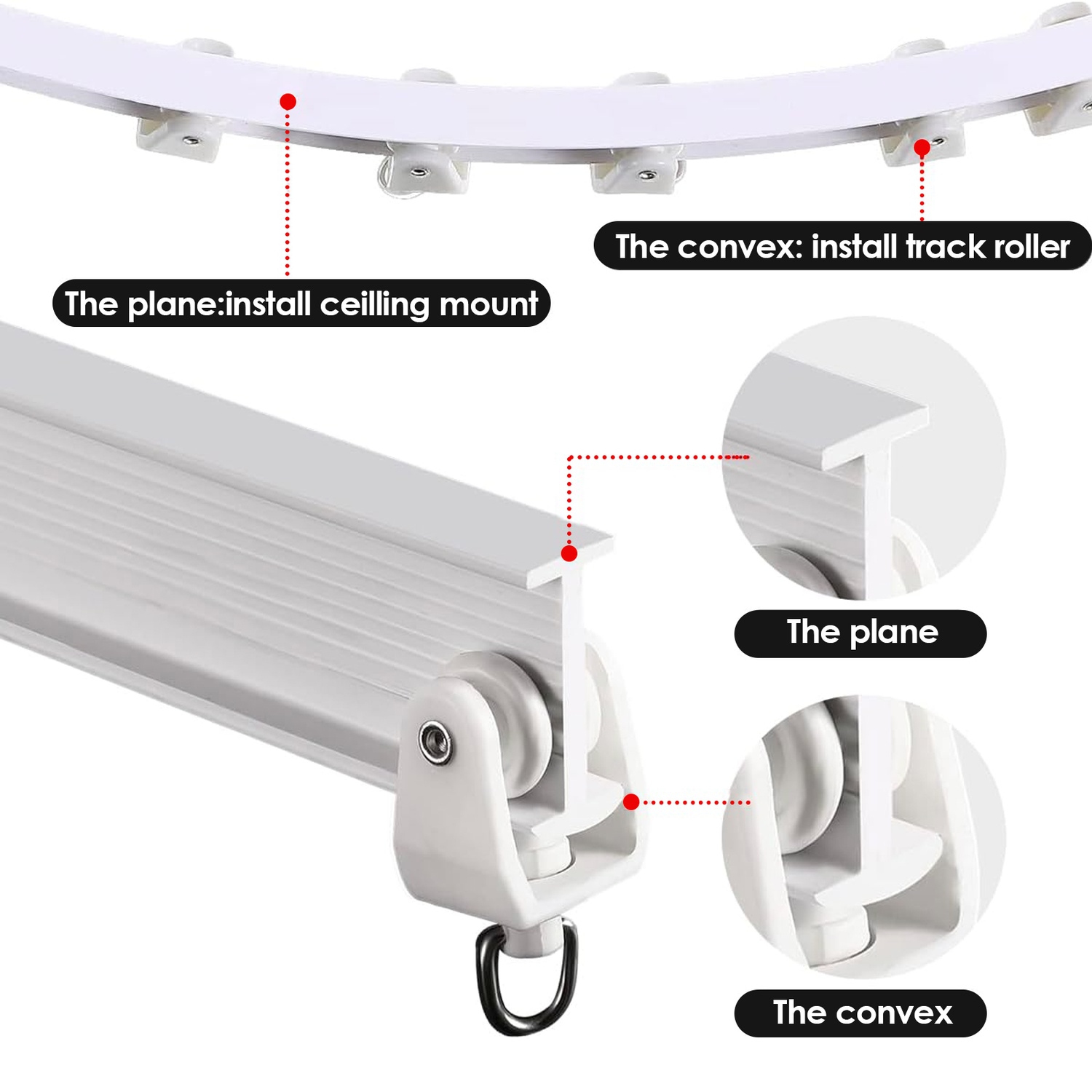 Rideau de plafond courbé pliable de 5 mètres, rideau de plafond flexible