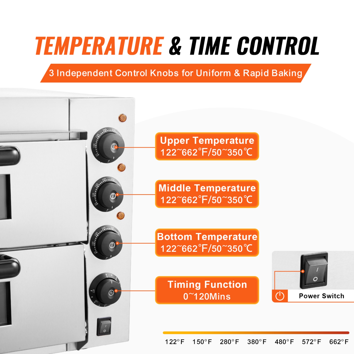 VEVOR Commercial Pizza Oven Countertop, 16" Double Deck Layer, Stainless Steel Electric Pizza Oven with Stone and Handle, Multipurpose Indoor Pizza