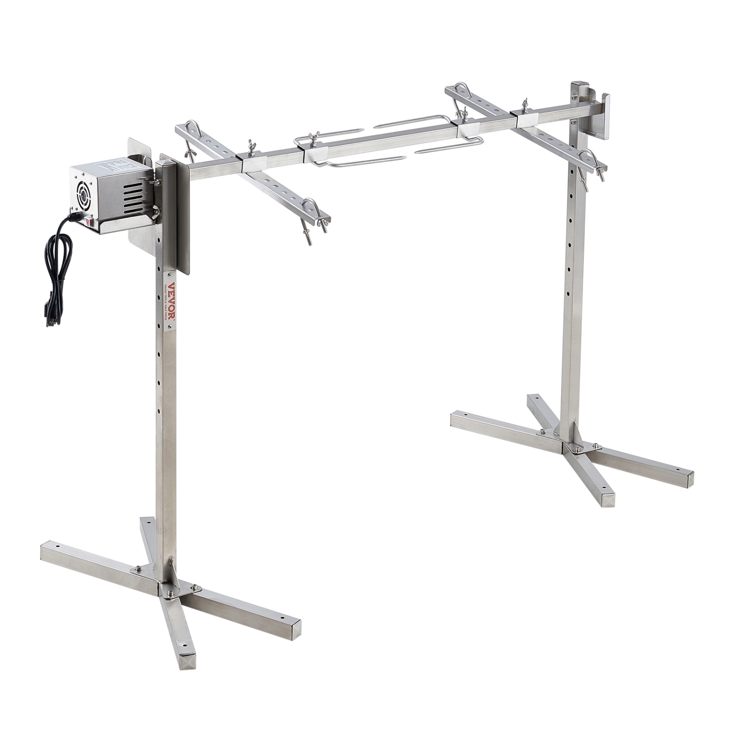 VEVOR 46 Inch Electric BBQ Rotisserie Grill Kit, 132 lbs, Automatic 52W Motor Height Adjustable Universal Roaster Stand, Stainless Steel Grilling