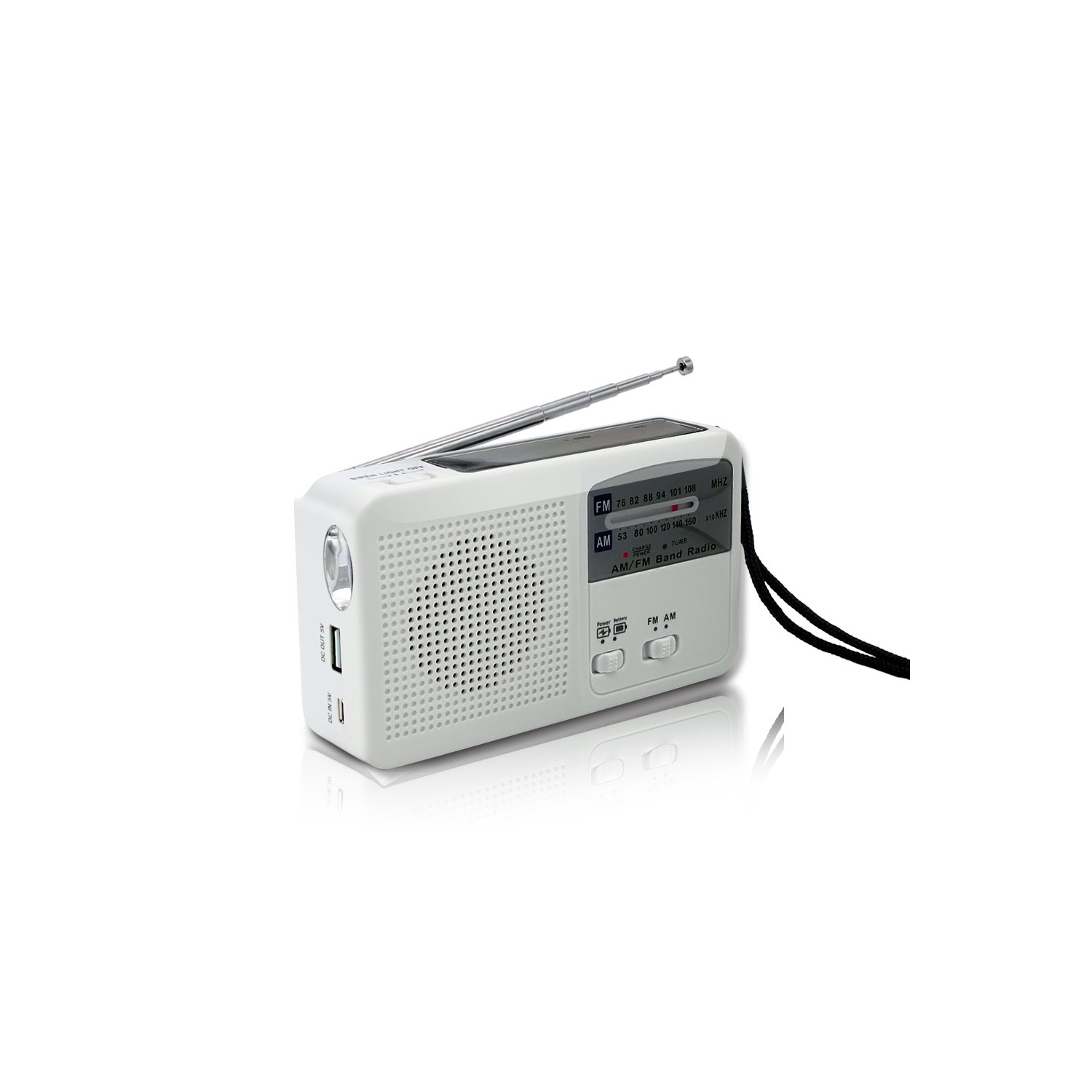 Radio d'urgence avec solaire et manivelle auto-alimentée, batterie USB Recharge radio FM/AM LED Lampe de poche Chargeur de téléphone cellulaire
