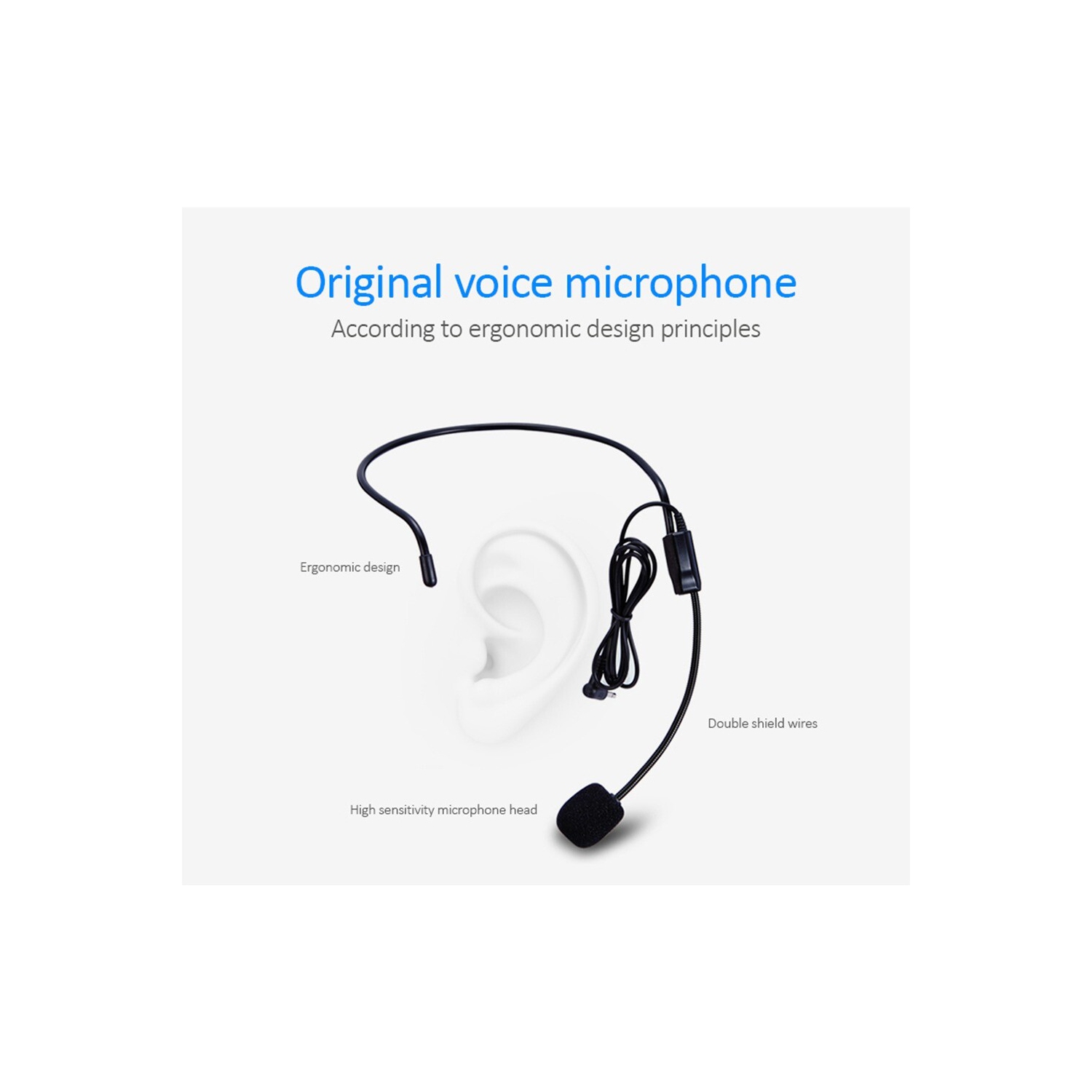 Mini Voice Amplifier with Wired Microphone Headset and Waistband for Teachers , Supports MP3 Format Audio for Speech, Class, Training,Tour Guide