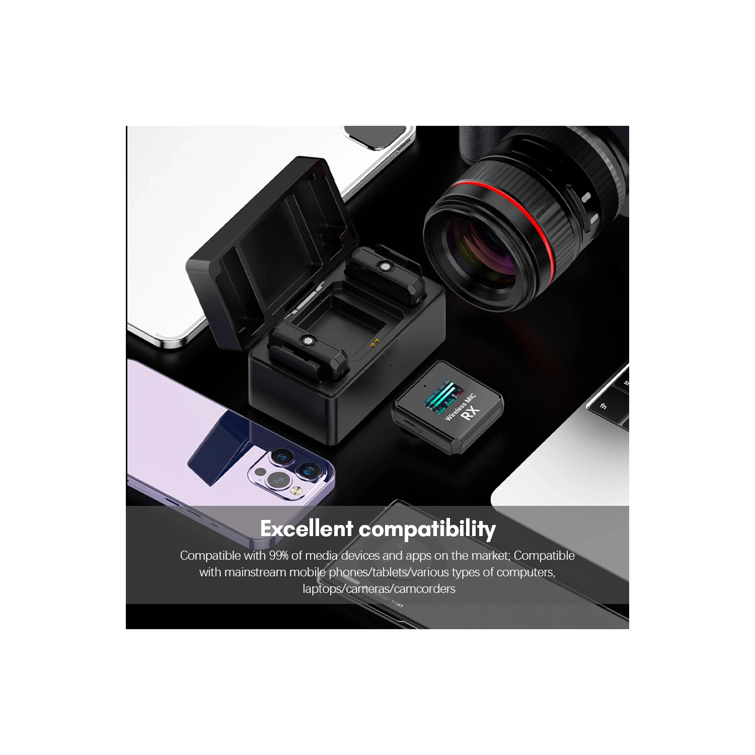 Micro-cravate sans fil pour l'enregistrement, les blogues vidéo, micro-cravate Système micro-cravate Portée de transmission 100&nbsp;m