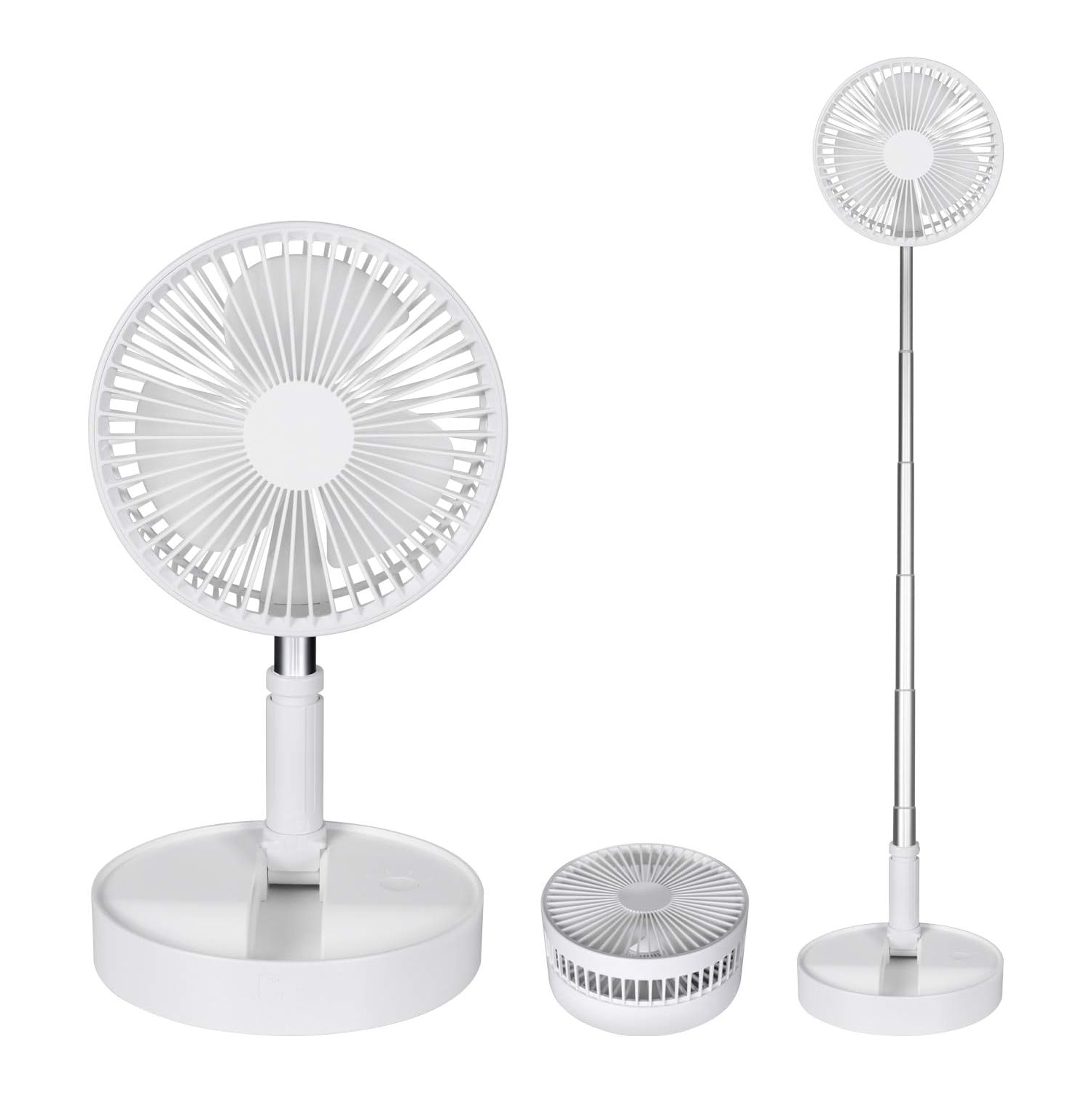Quiet Fan with Remote Control Portable Rechargeable Folding Fan Battery Powered Fan with Timer 4 Speeds Turbo Air Circulation Fan for Camping Travel