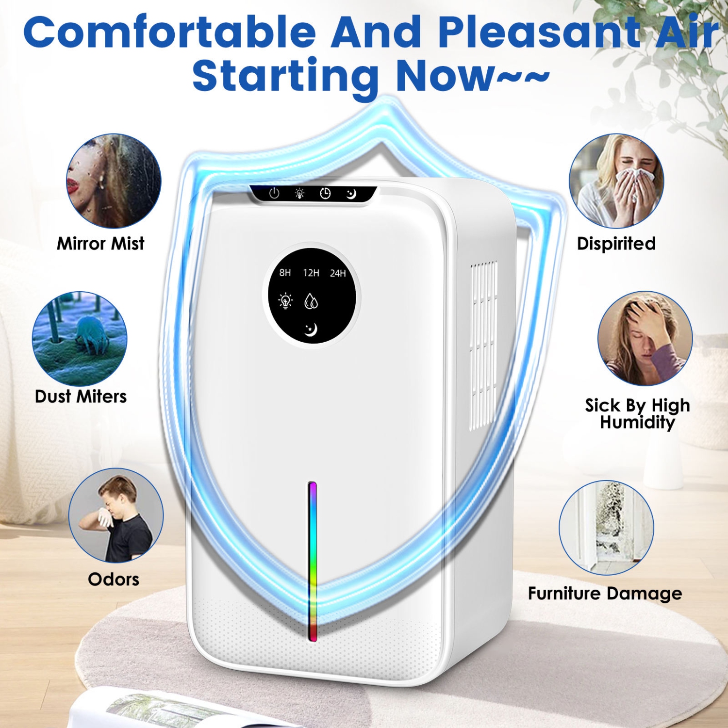 Déshumidificateur pour la maison avec déshumidificateur portatif Quiet de Timer avec arrêt automatique pour la chambre à coucher Salle de bain