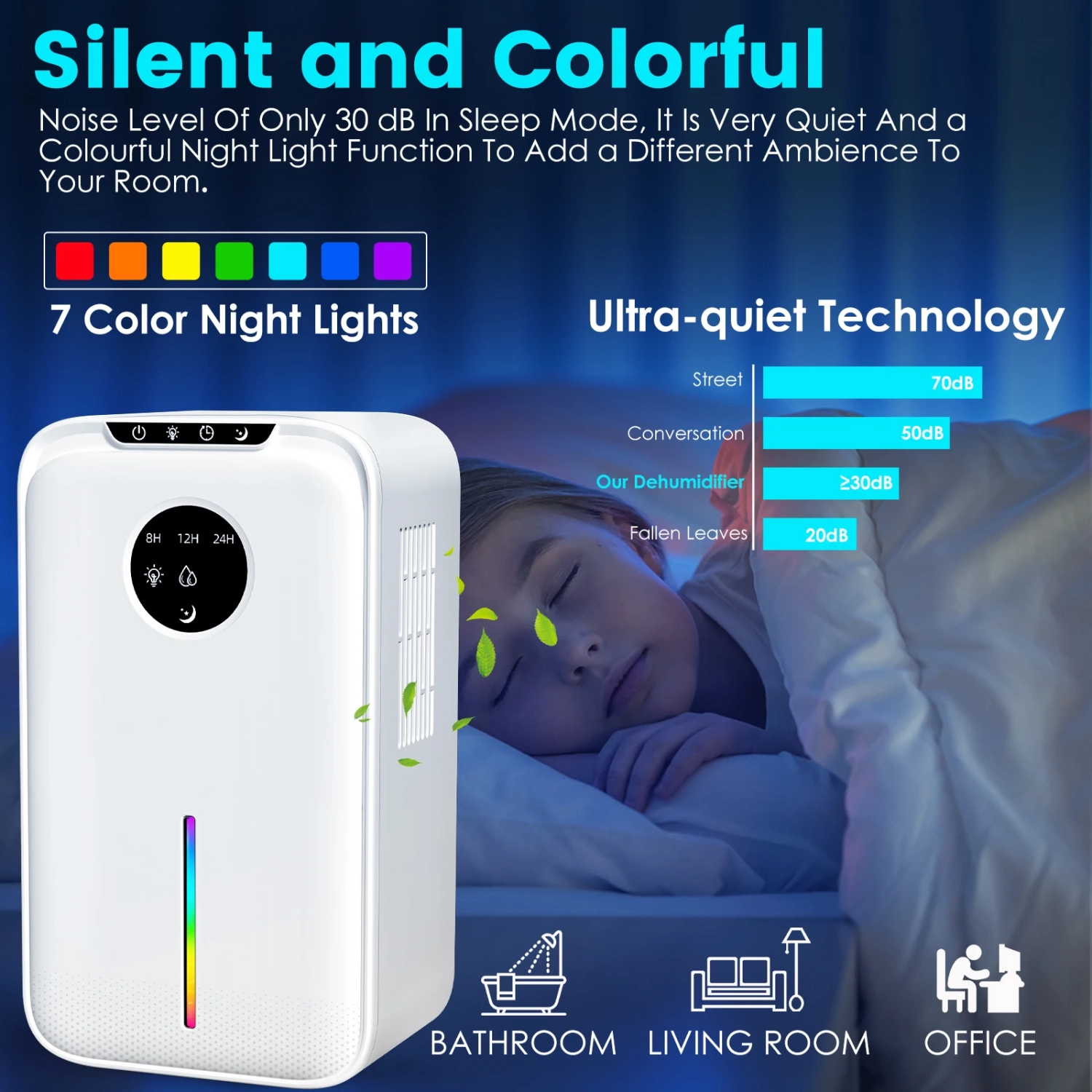 Déshumidificateur pour la maison avec déshumidificateur portatif Quiet de Timer avec arrêt automatique pour la chambre à coucher Salle de bain