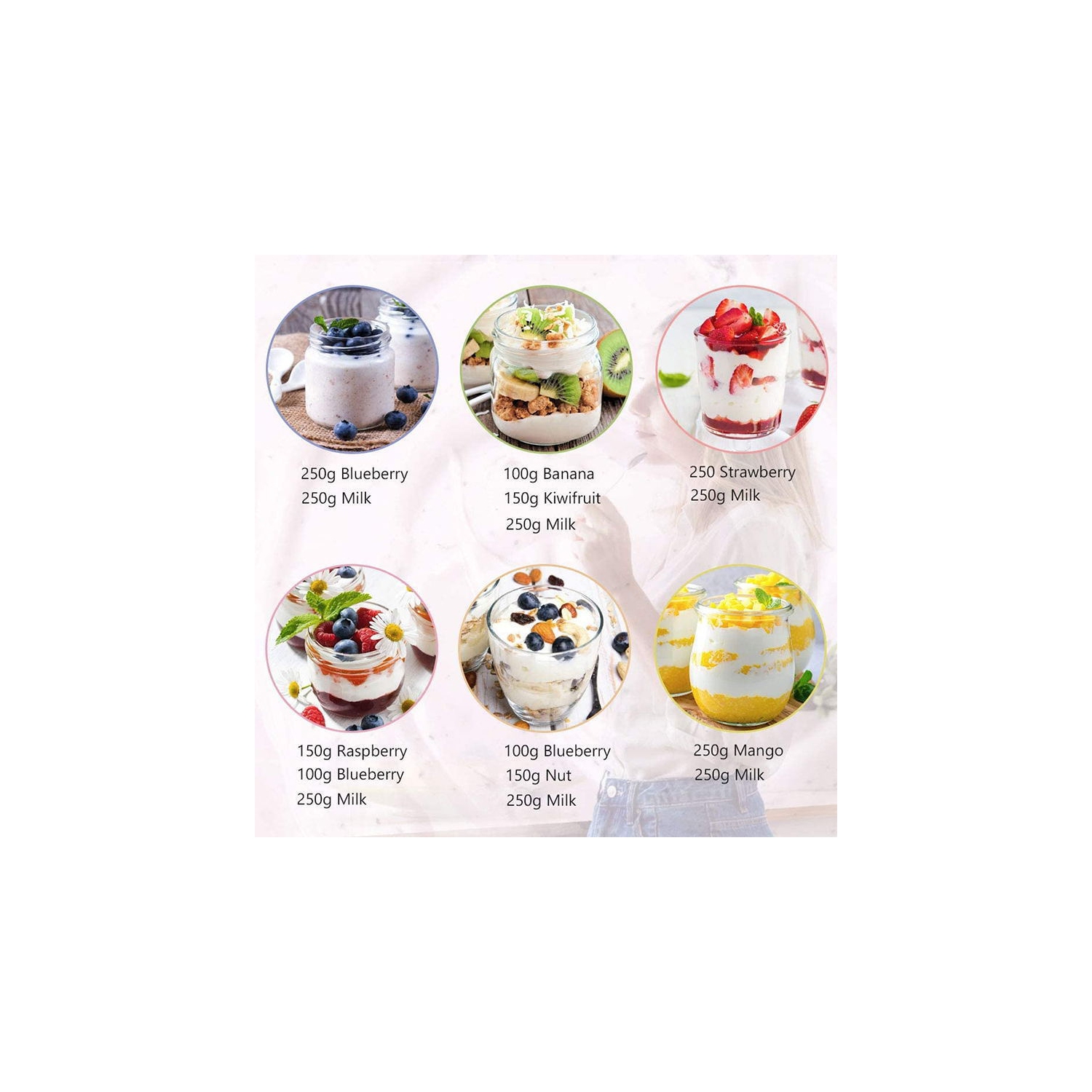 Yaourtière automatique à yaourtière numérique avec 8 pots en verre Écran LCD avec contrôle constant de la température pour usage domestique