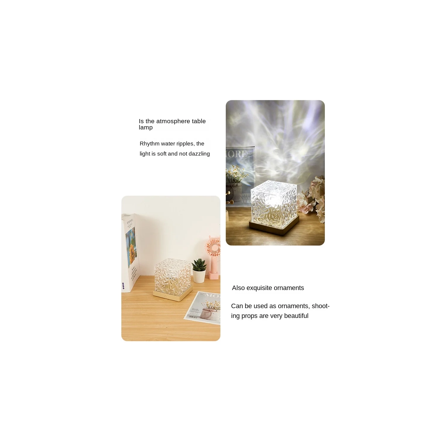 Lampe de projecteur Ocean Wave, lampe cubique et télécommande d'application, éclairage ambiant romantique à ondulation d'eau 3D pour la relaxation de