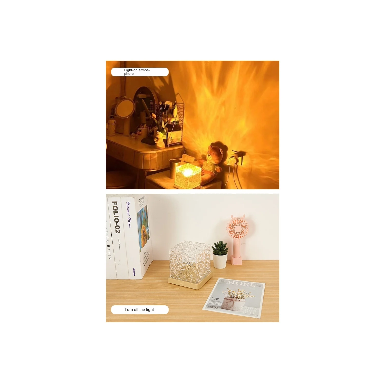 Lampe de projecteur Ocean Wave, lampe cubique et télécommande d'application, éclairage ambiant romantique à ondulation d'eau 3D pour la relaxation de