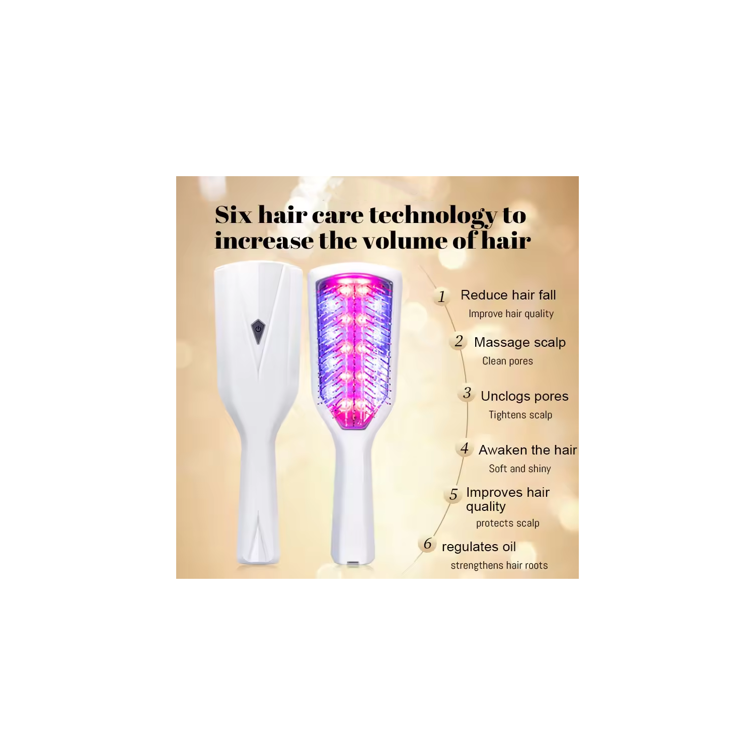 Led Red and Blue Light Massage Therapy Devices Hair Growth Comb Led Infrared lamp Electric Massage Comb Relax Head Massager