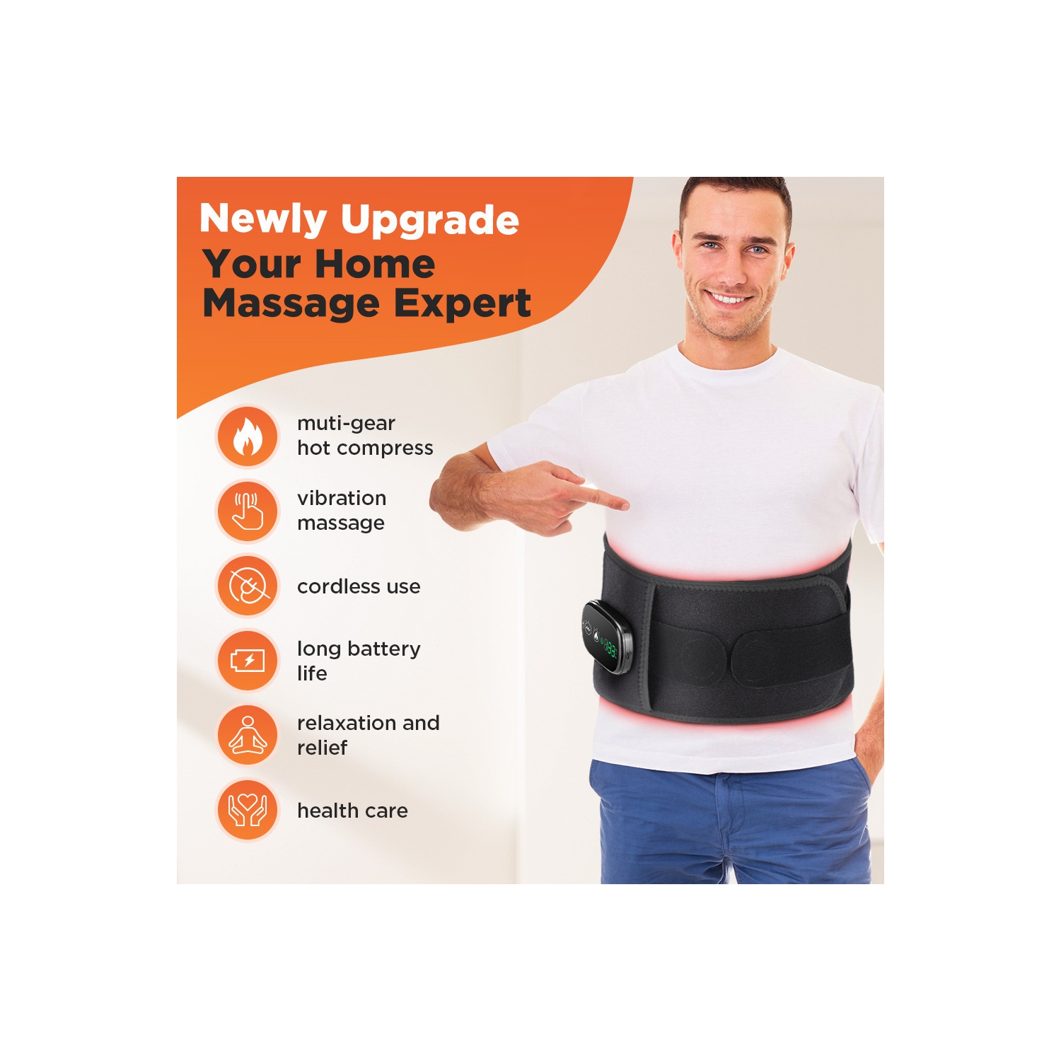 Cordless Heating Pad for Back Waist Shoulder,Electric Heated Pad for Body Pain Relief,Red Light Therapy Pad