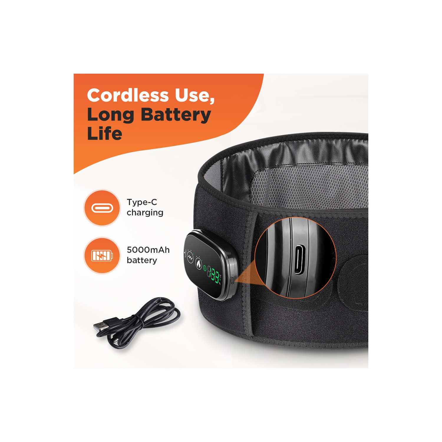 Cordless Heating Pad for Back Waist Shoulder,Electric Heated Pad for Body Pain Relief,Red Light Therapy Pad