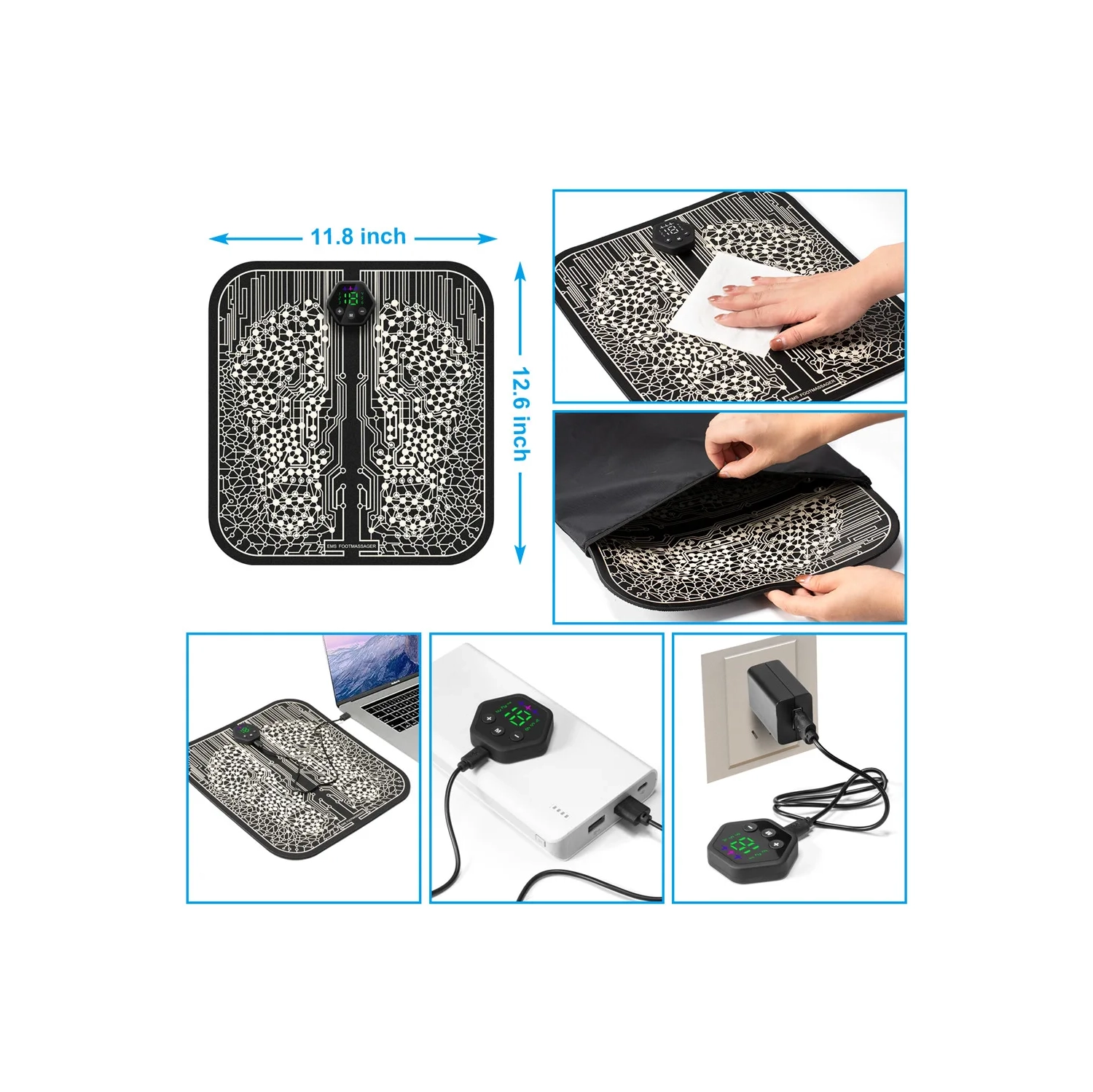 Foot Massager Electric Intelligent Pulse USB Charging Relieve Health Care Foot Massager Pad