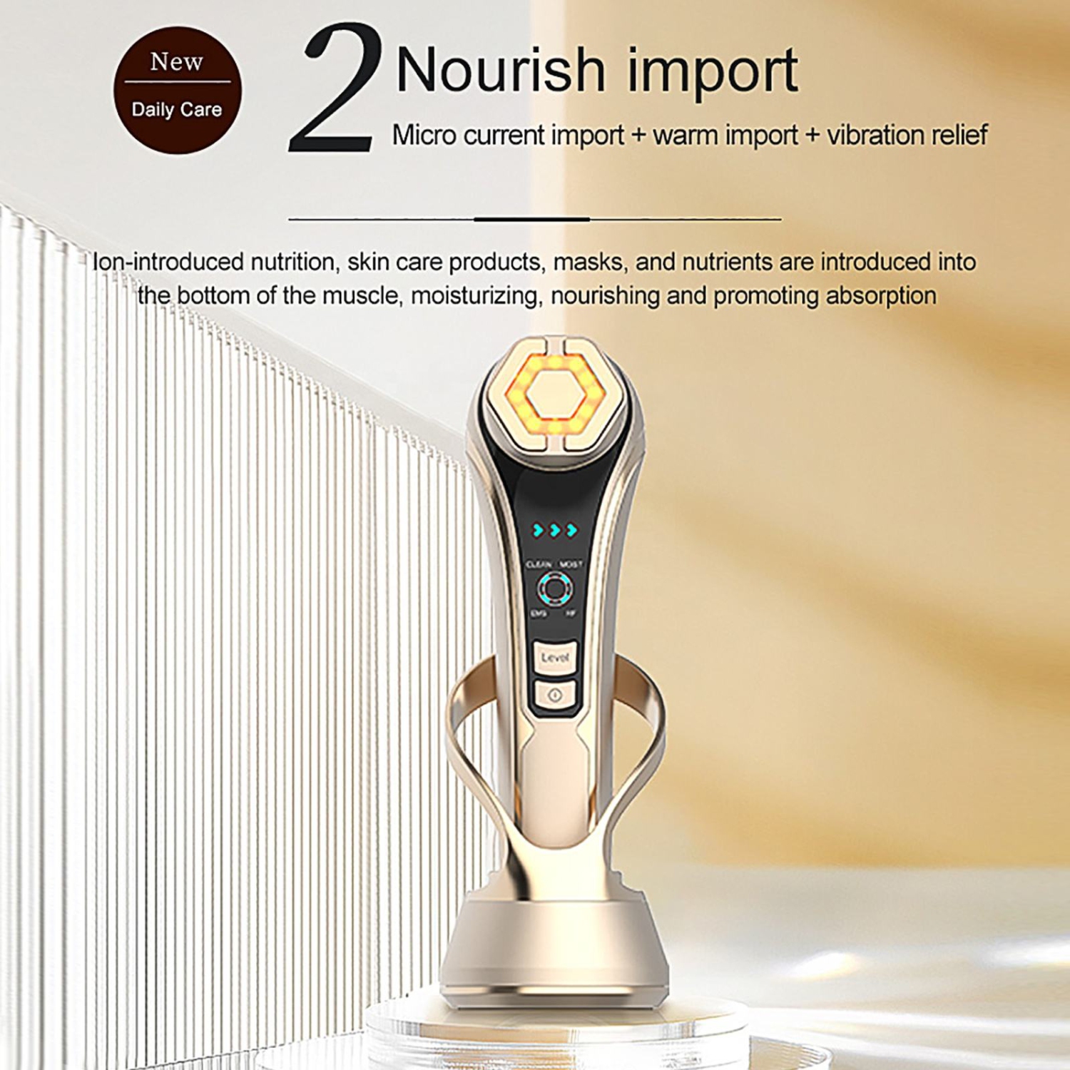 Radio Frequency Facial Machine with EMS - Anti-Aging Skin Tightening Rejuvenation Skin Care Eqipment for Wrinkles Lifting High Frequency Face Massager