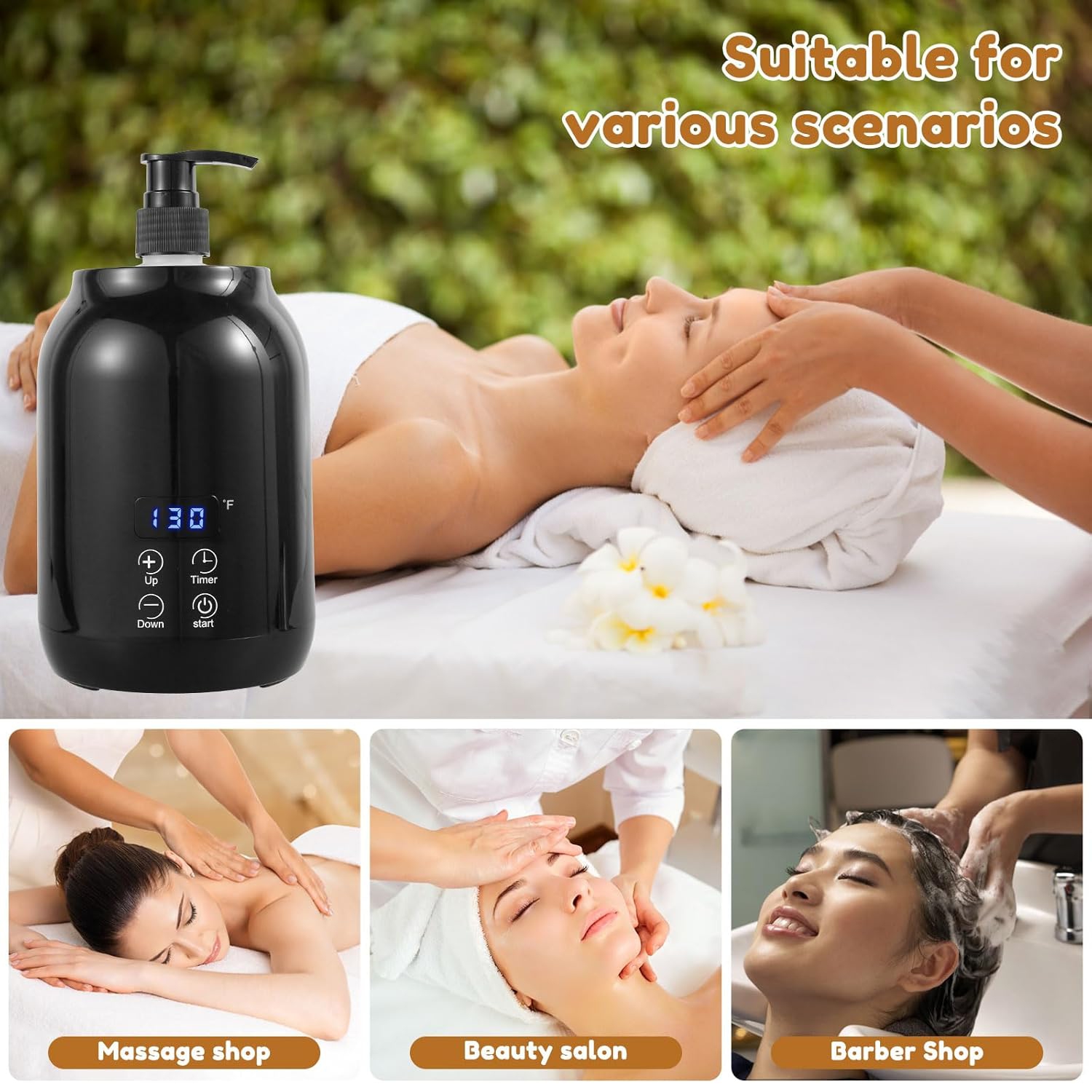 Massage Oil Warmer,Smart Touch Electric Lotion Warmer,Portable Massage Oil Warmer Bottle,Temperature Adjustable Cream Warmer for Home SPA Salon