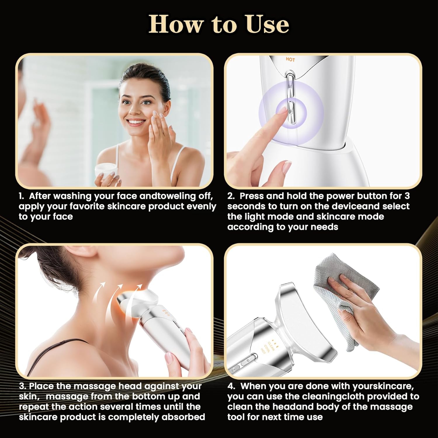 Red Light Beauty Device for Face & Neck,Red Blue LED Light Facial Cold Hot Beauty Device,3 Color Led Face Beauty Device for Home Use